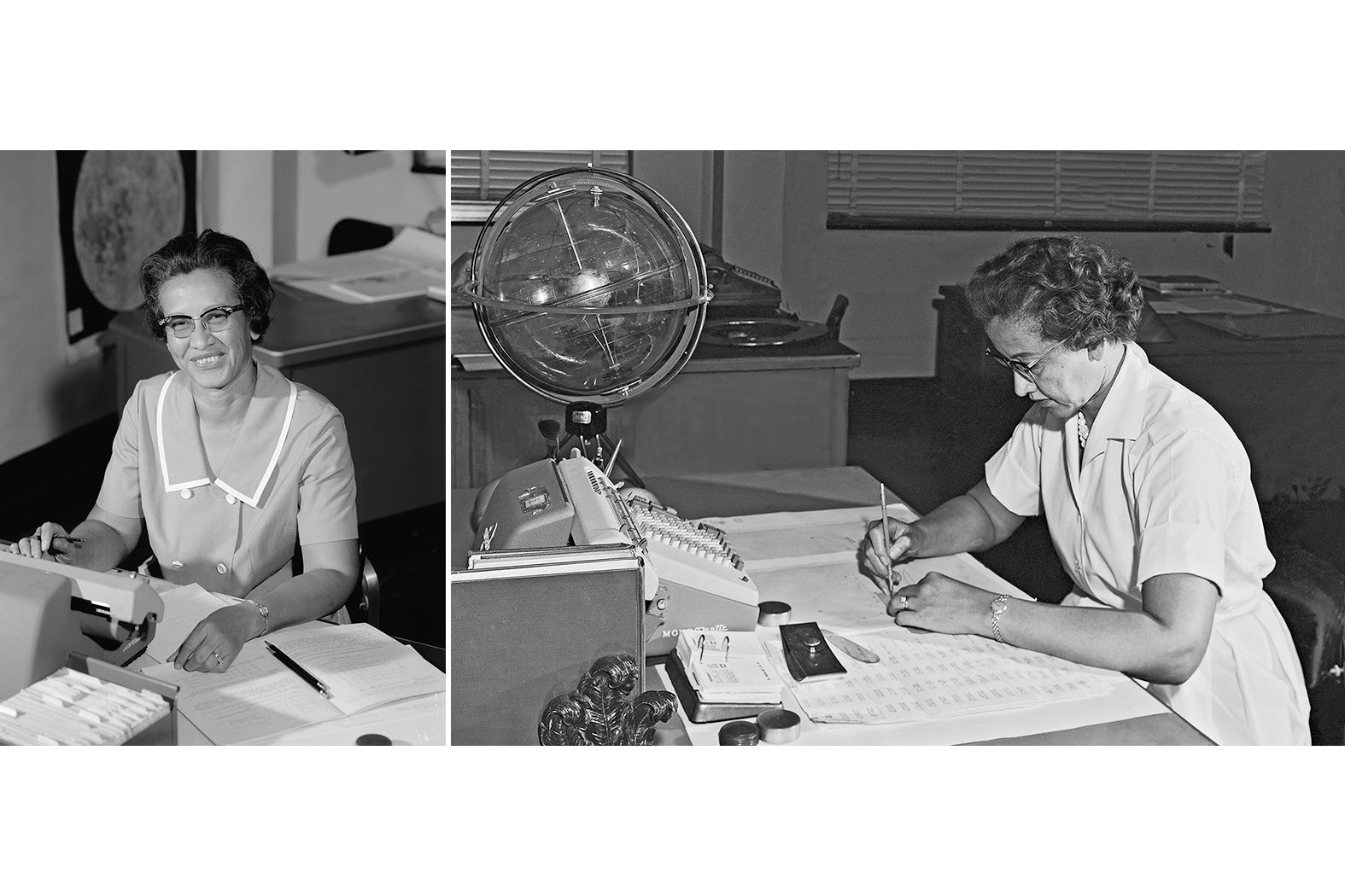 Katherine Johnson at work at NASA Langley Research Center.
