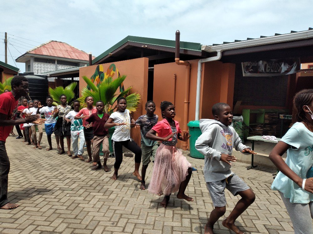 Children at BASICS International dance Kpanlogo a Ghanaian cultural dance