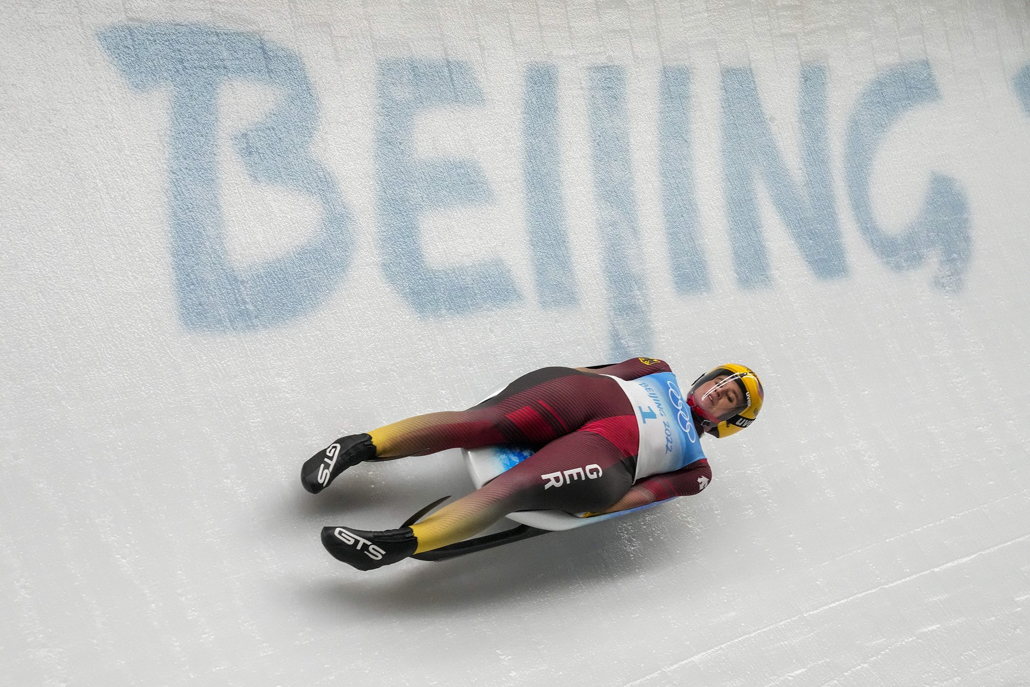 Natalie Geisenberger, of Germany, slides during the luge women's singles run 2 at the 2022 Winter Olympics,, Feb. 7, 2022, in Beijing.