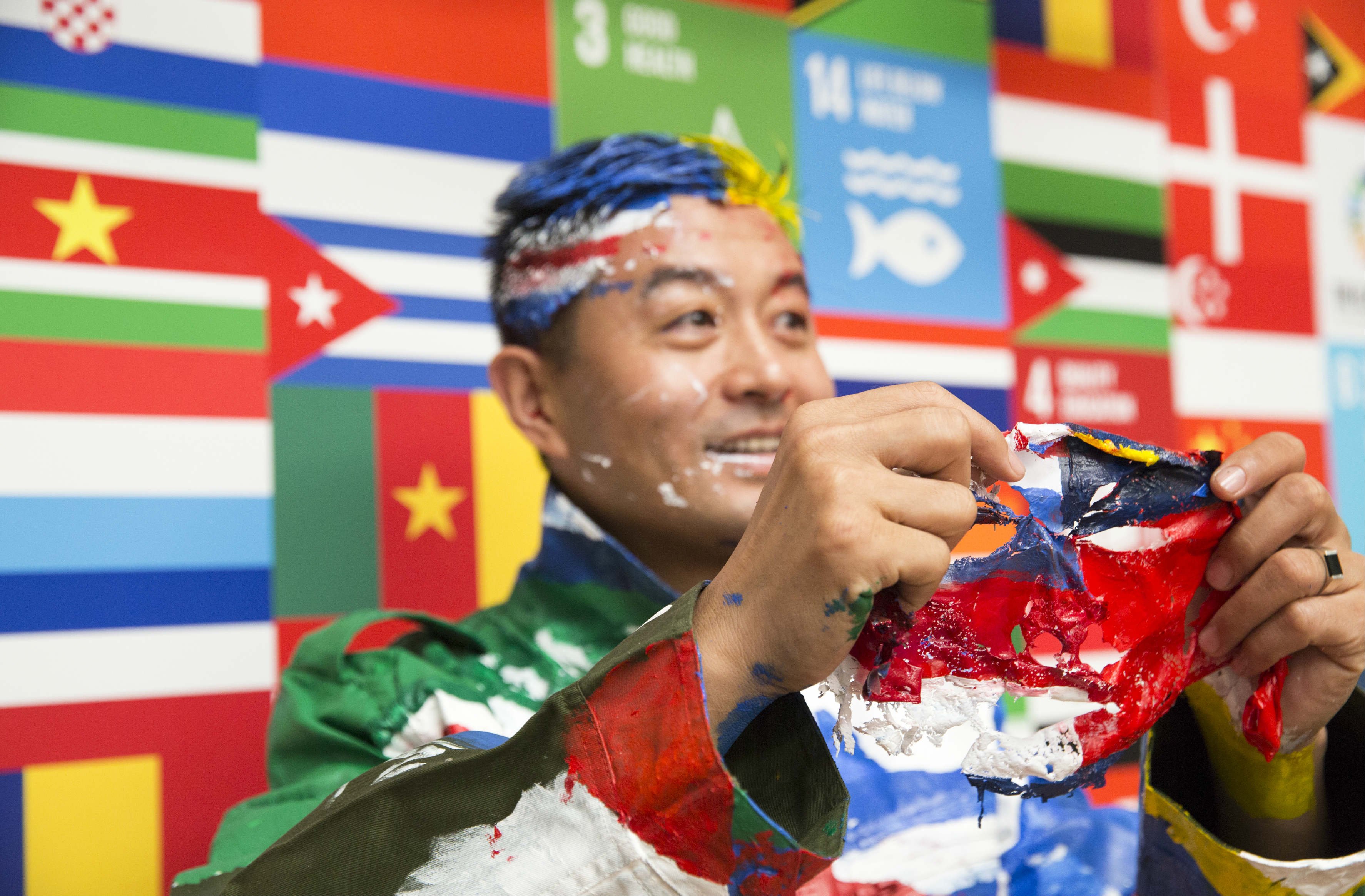 Liu Bolin creates a special artwork 'The Future' to raise awareness of the UN's Global Goals to end extreme poverty and fight inequality, injustice and climate change.