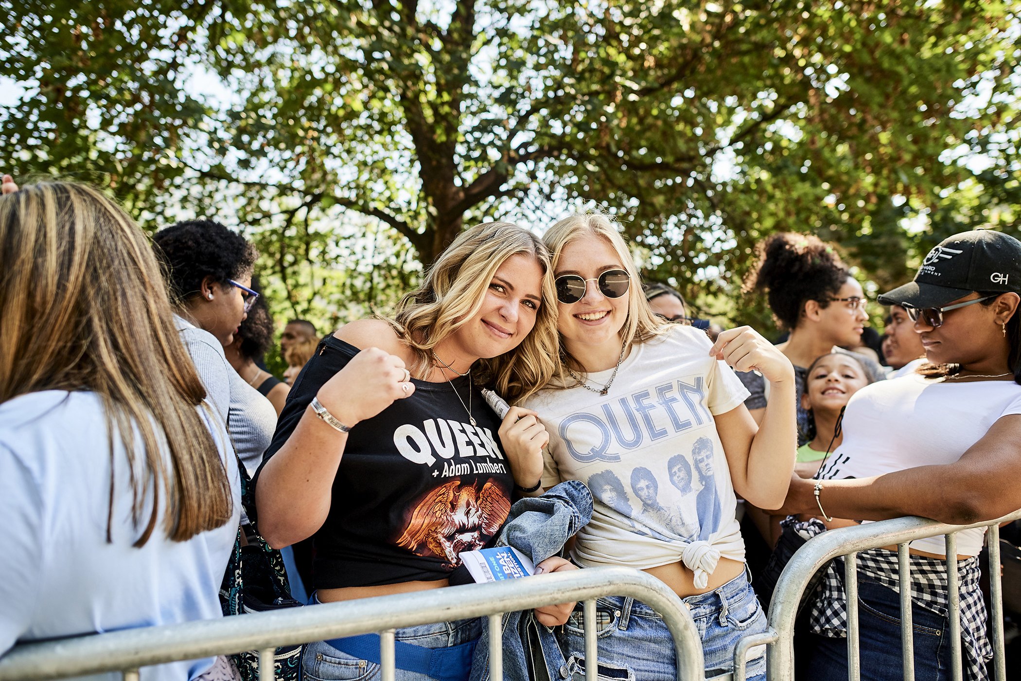 Festival attendees wait in line outside the 2019 Global Citizen Festival in Central Park, on Sept. 28, 2019, in New York City.
