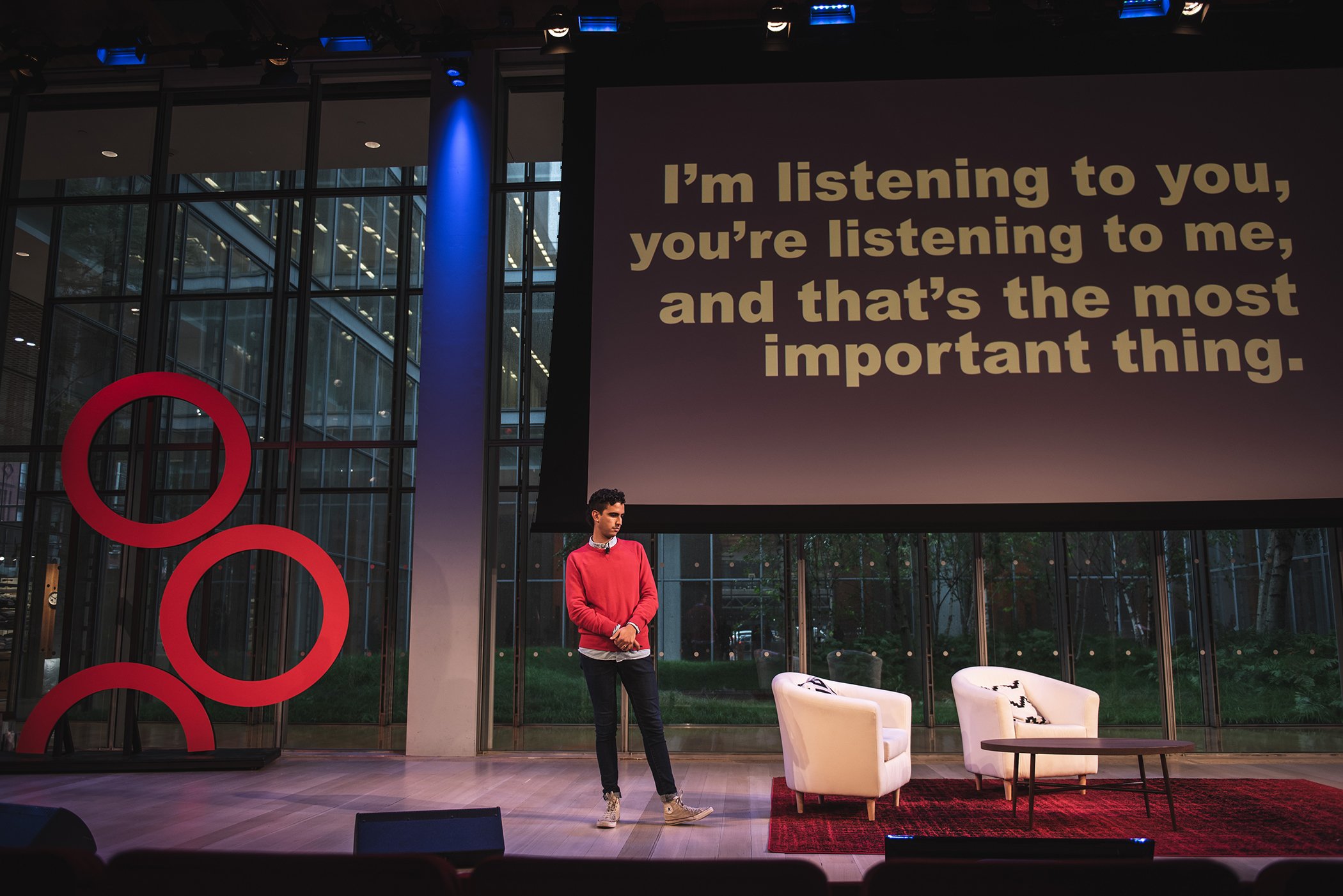 Dylan Marron speaks onstage during Global Citizen - Movement Makers at The Times Center on Sept. 25, 2018 in New York City.