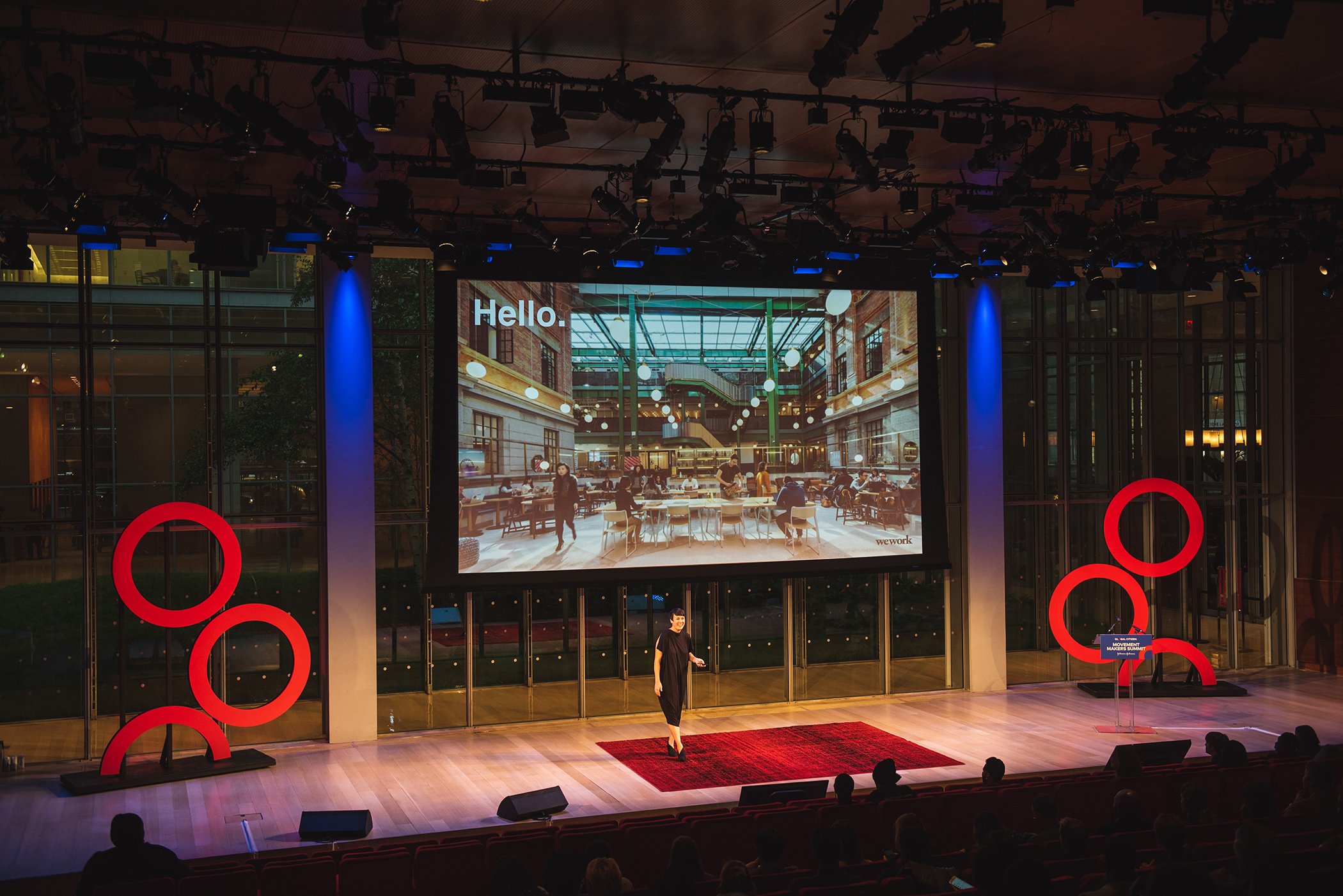 WeWork Director of CultureOS Deployment Deborah Alden speaks onstage during Global Citizen - Movement Makers at The Times Center on Sept. 25, 2018 in New York City.