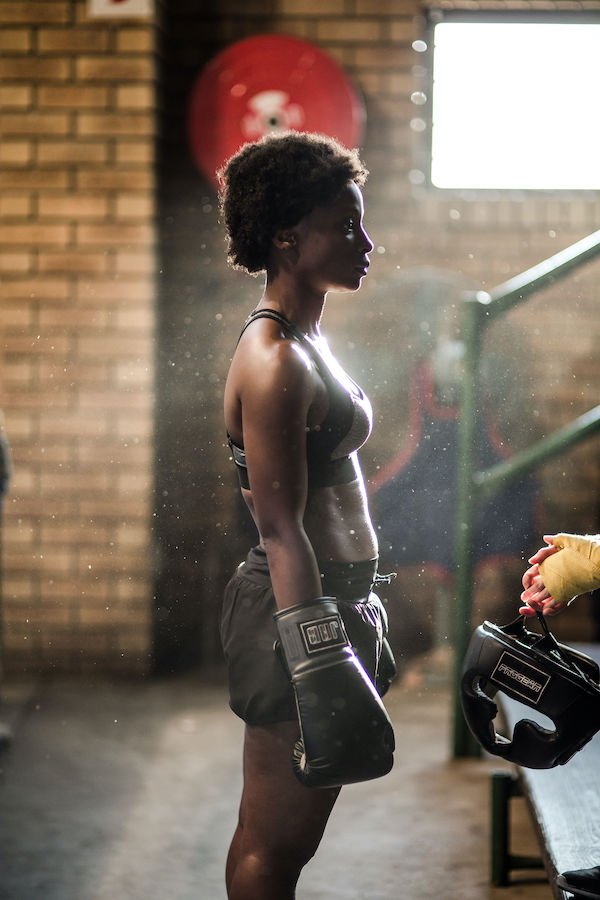 Actress Hlubi Mboya as Ntombizonke Bapai on the set of the Netflix 2021 thriller, "I am All Girls".