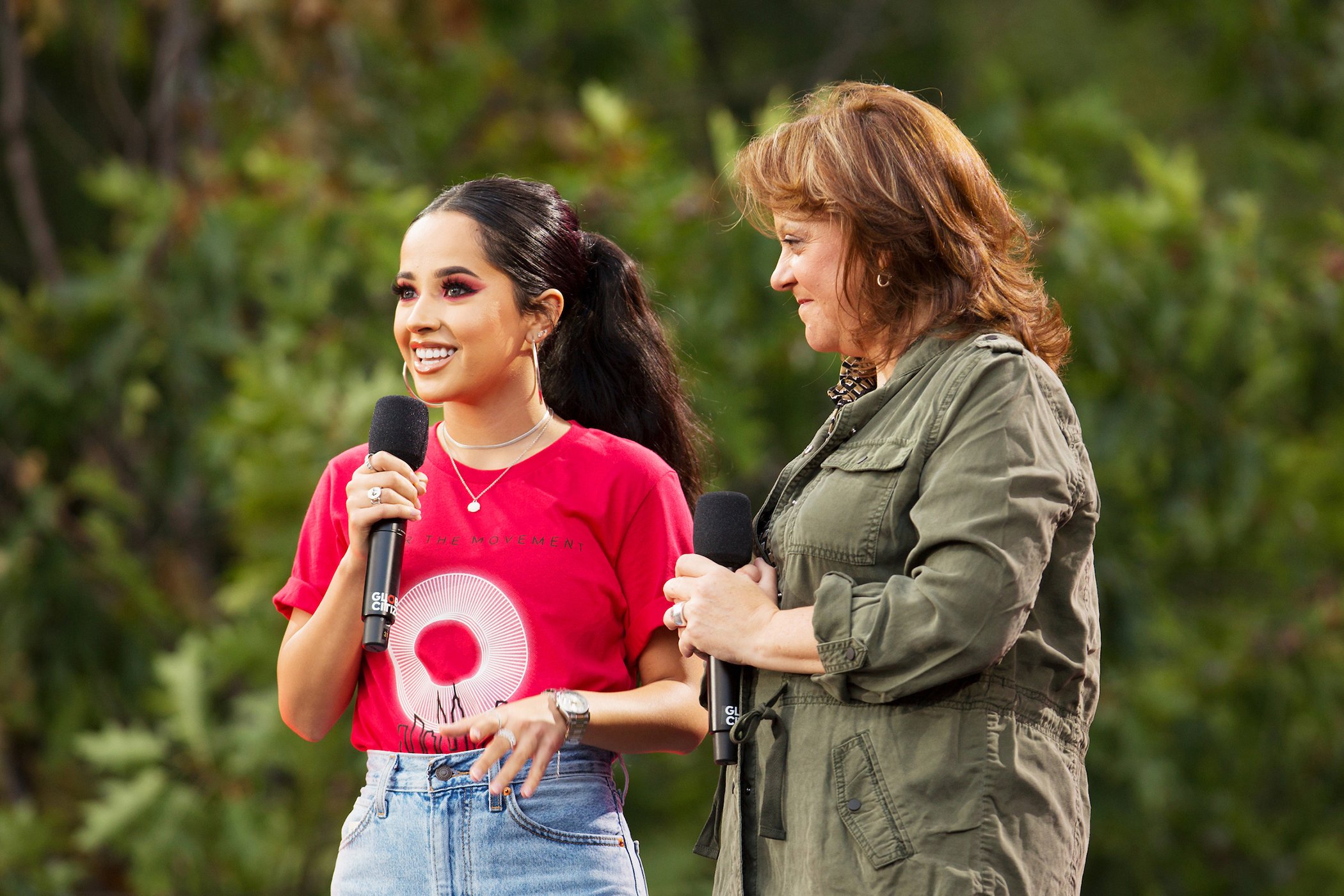 Becky G and Mexico's Vice Minister for Multilateral Affairs and Human Rights, Martha Delgado Peralta, speak on stage during the Global Citizen Festival. Mexico announced that it would be the first Latin American country to adopt a feminist foreign policy.