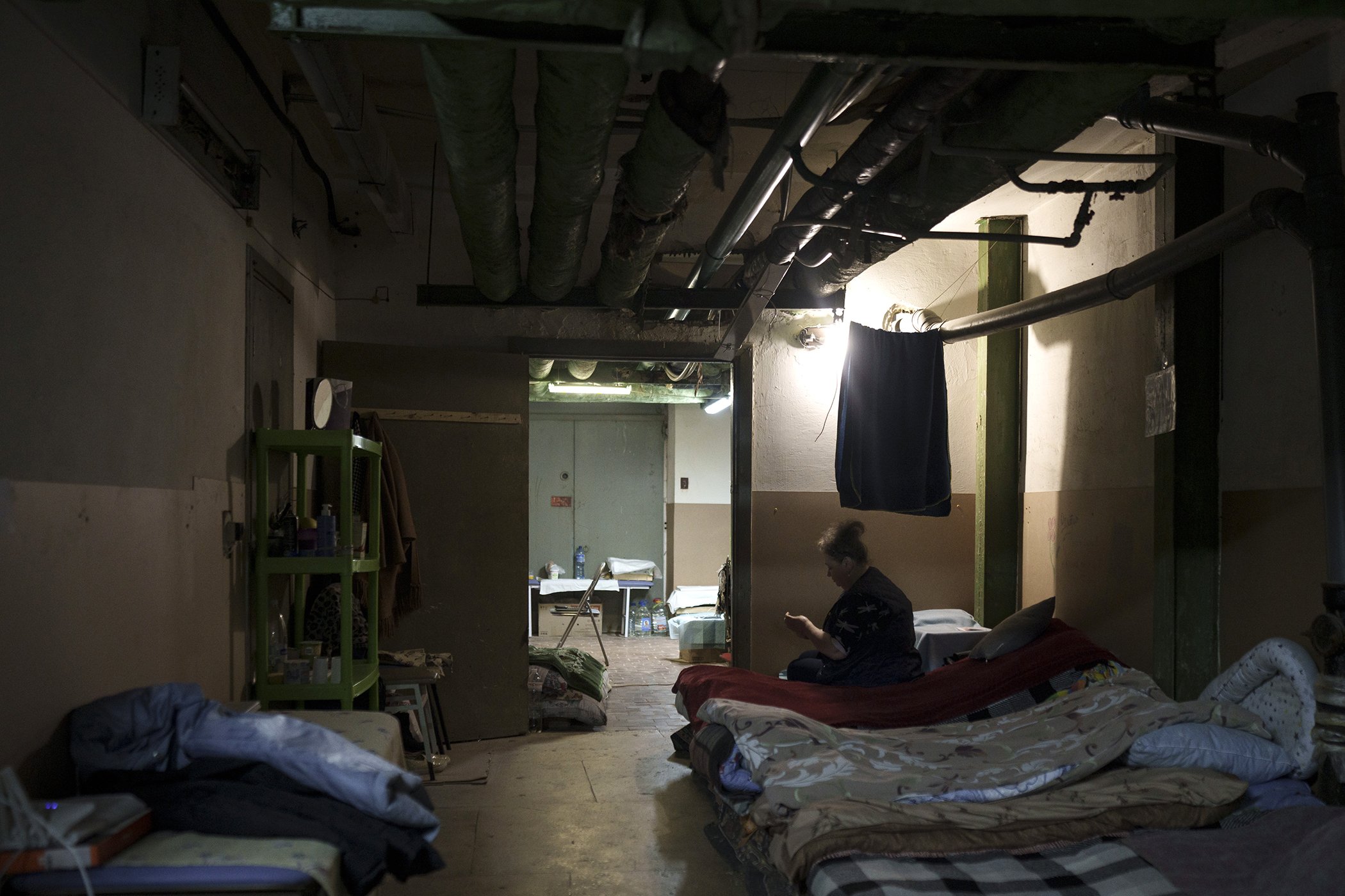 Medical staff rest in a basement used as a bomb shelter at the Okhmatdyt children's hospital in Kyiv, Ukraine, March 19, 2022.