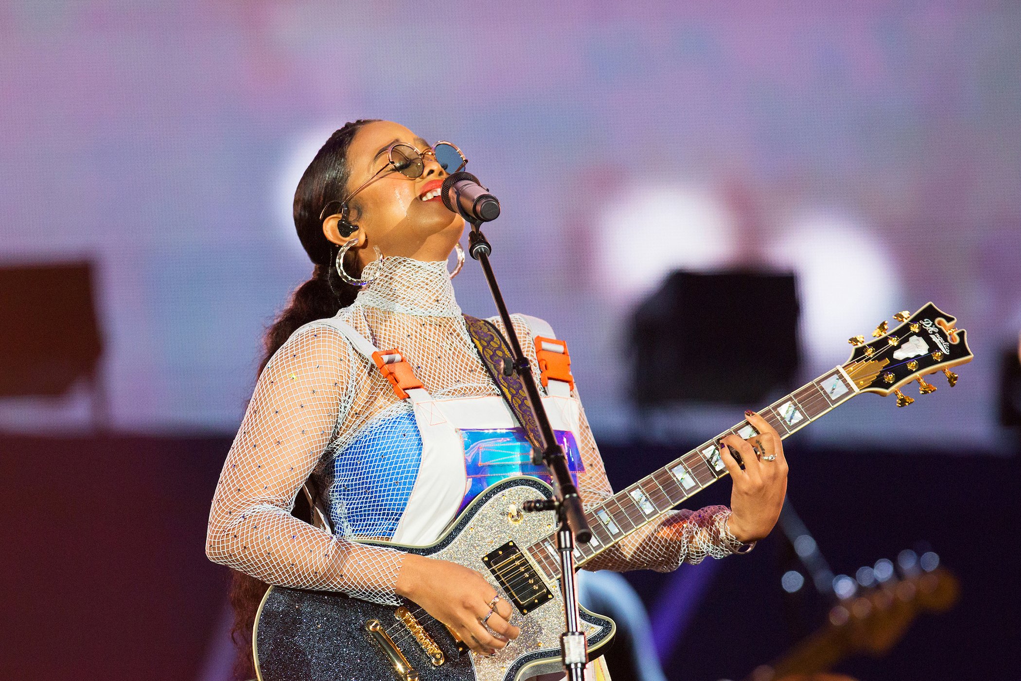 H.E.R. performs on stage during the Global Citizen Festival on Sept. 28, 2019, in New York City.