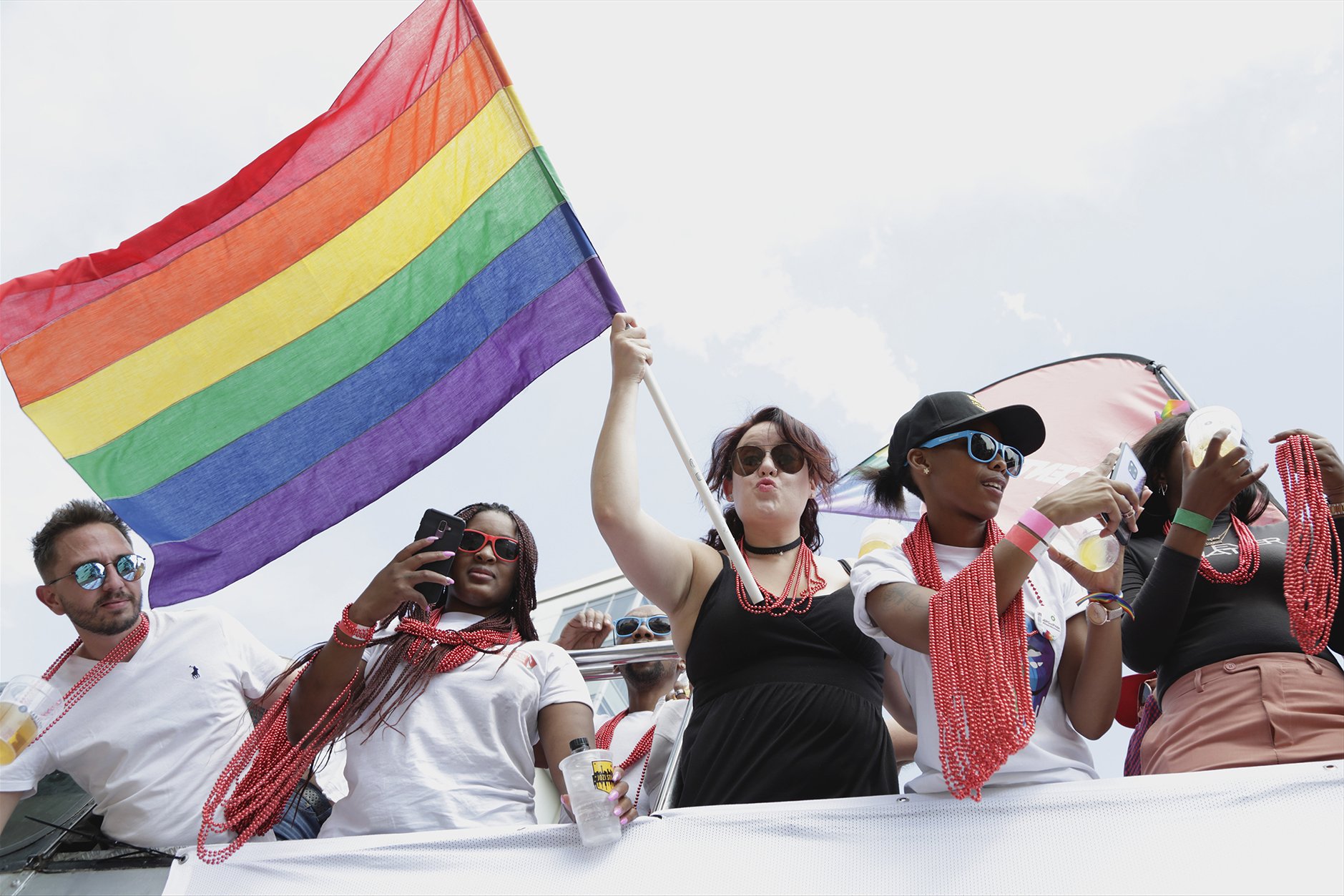 Marchers take part in the Johannesburg Pride Parade on Oct. 26, 2019 in Johannesburg, South Africa.