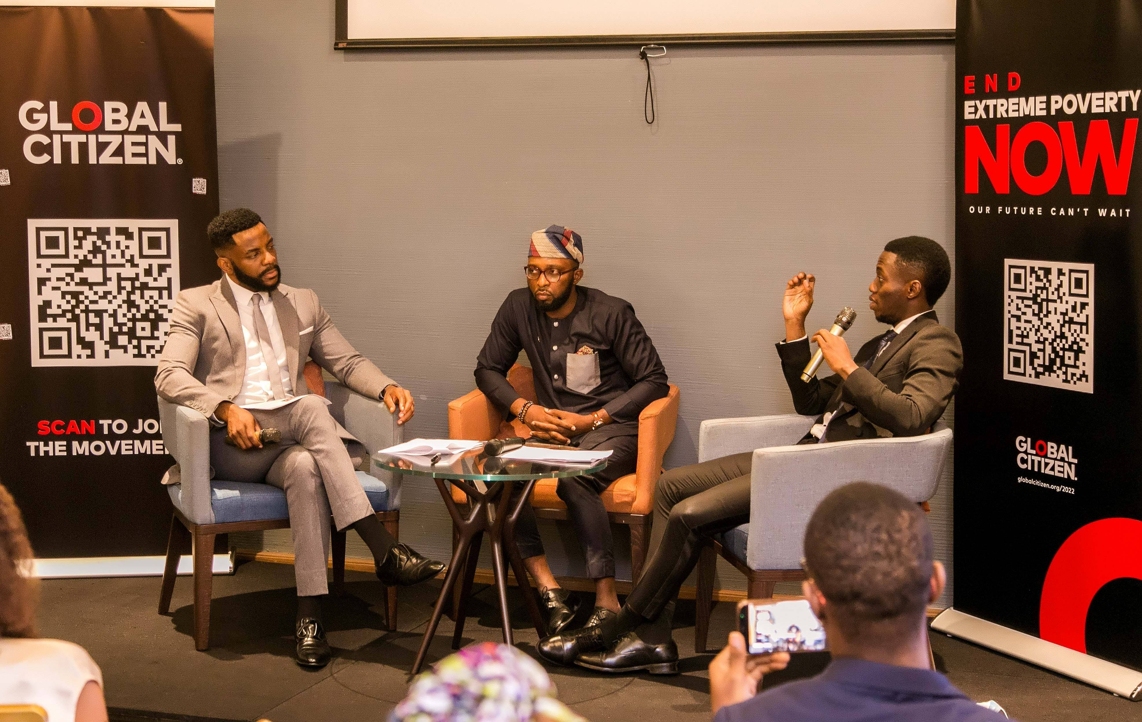 Ebuka Obi-Uchendu with Michael Sunbola and Dr Adereni Abiodun