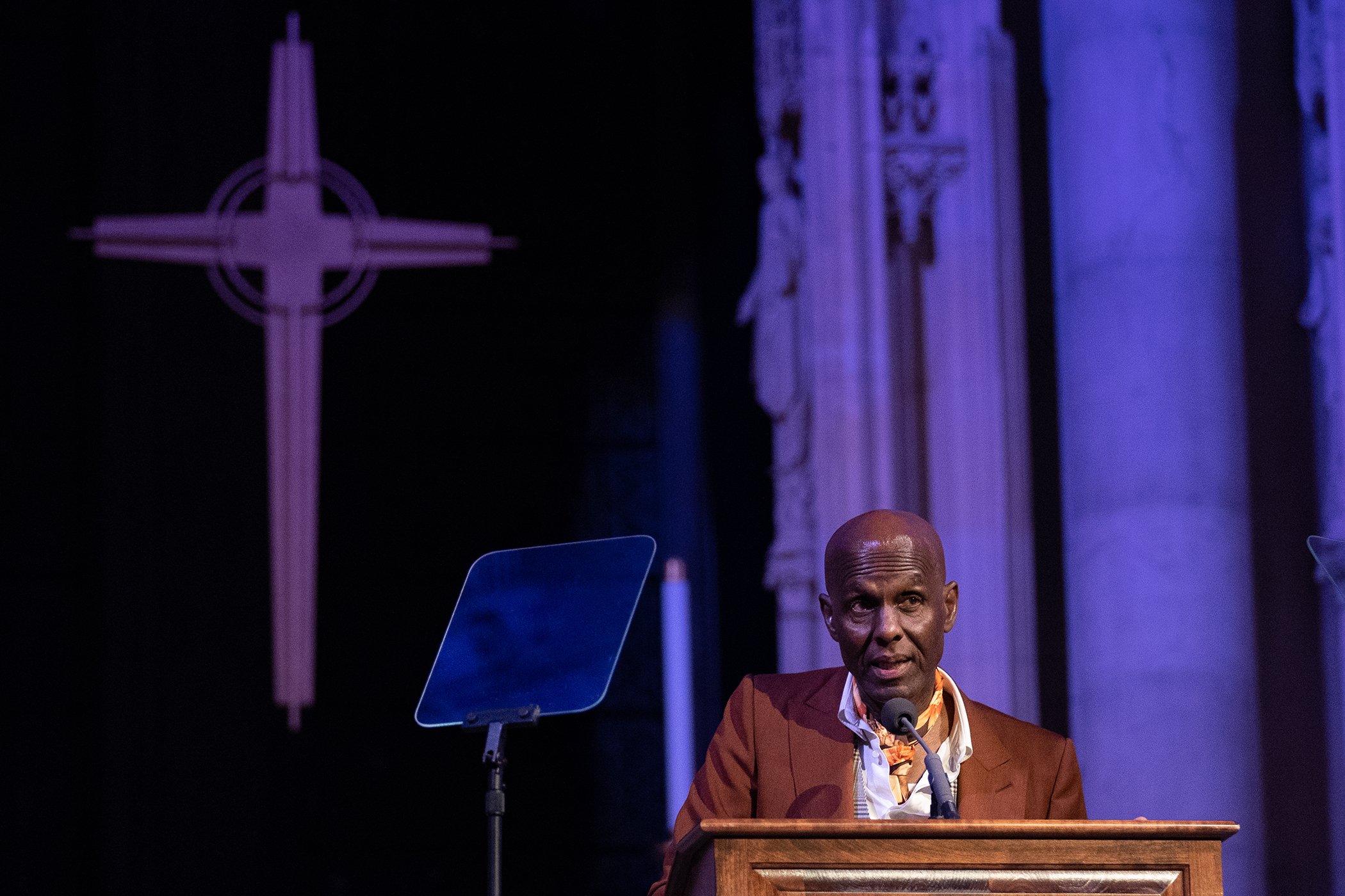 Dapper Dan accepts the Legend Award onstage during Global Citizen Week: The Spirit Of A Movement at Riverside Church.