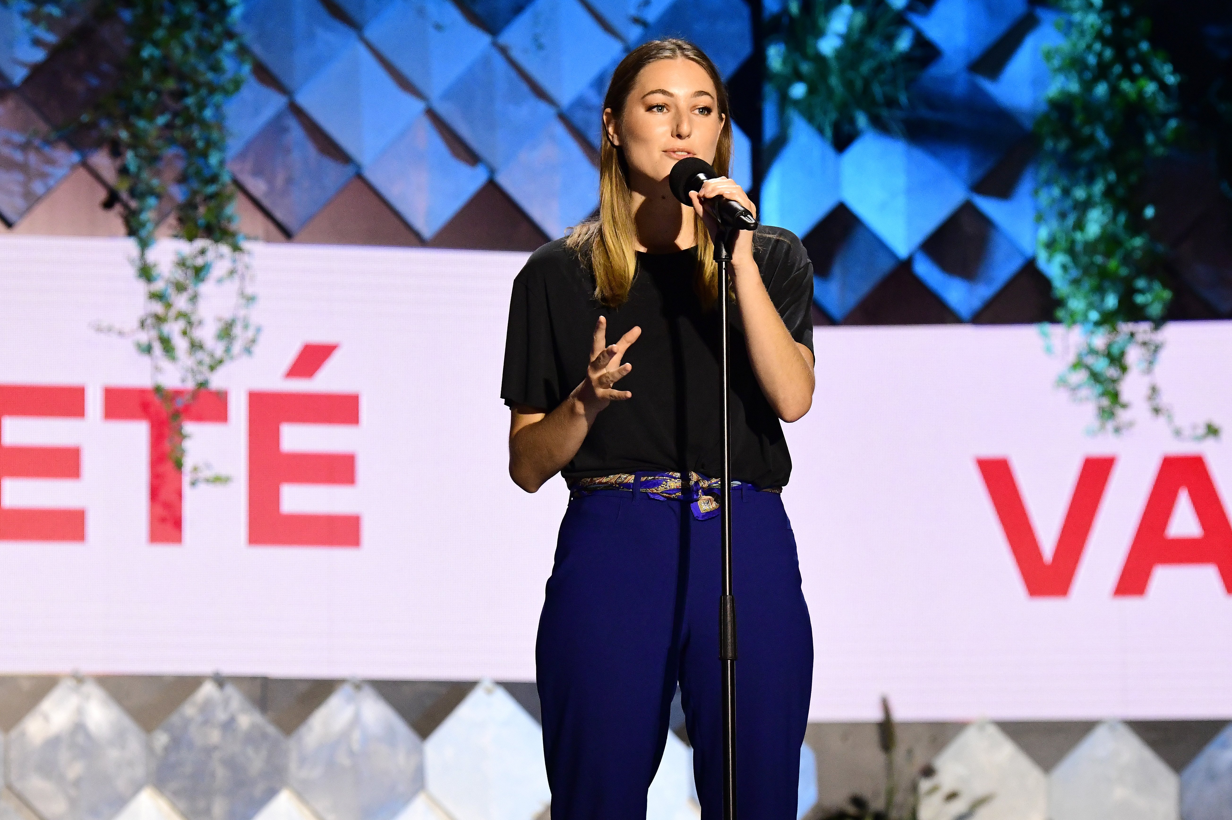 French climate activist Camille Étienne speaks at Global Citizen Live in Paris.