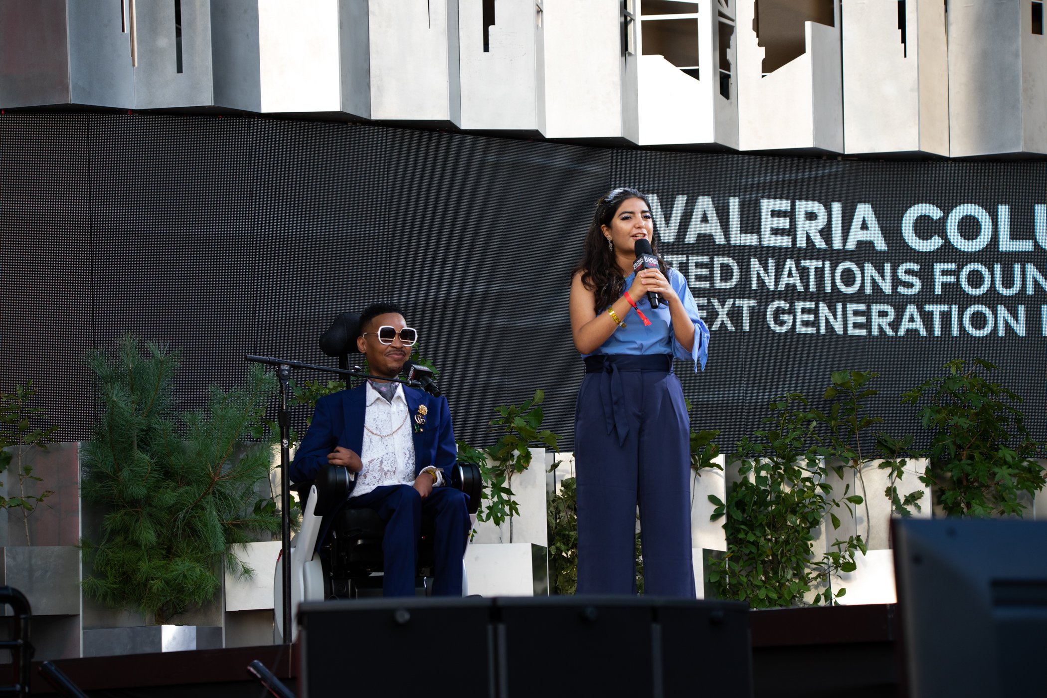 UN Global Goals Advocate Eddie Ndopu and UN Youth Activist Valeria Colunga Speak at Global Citizen Live in New York.