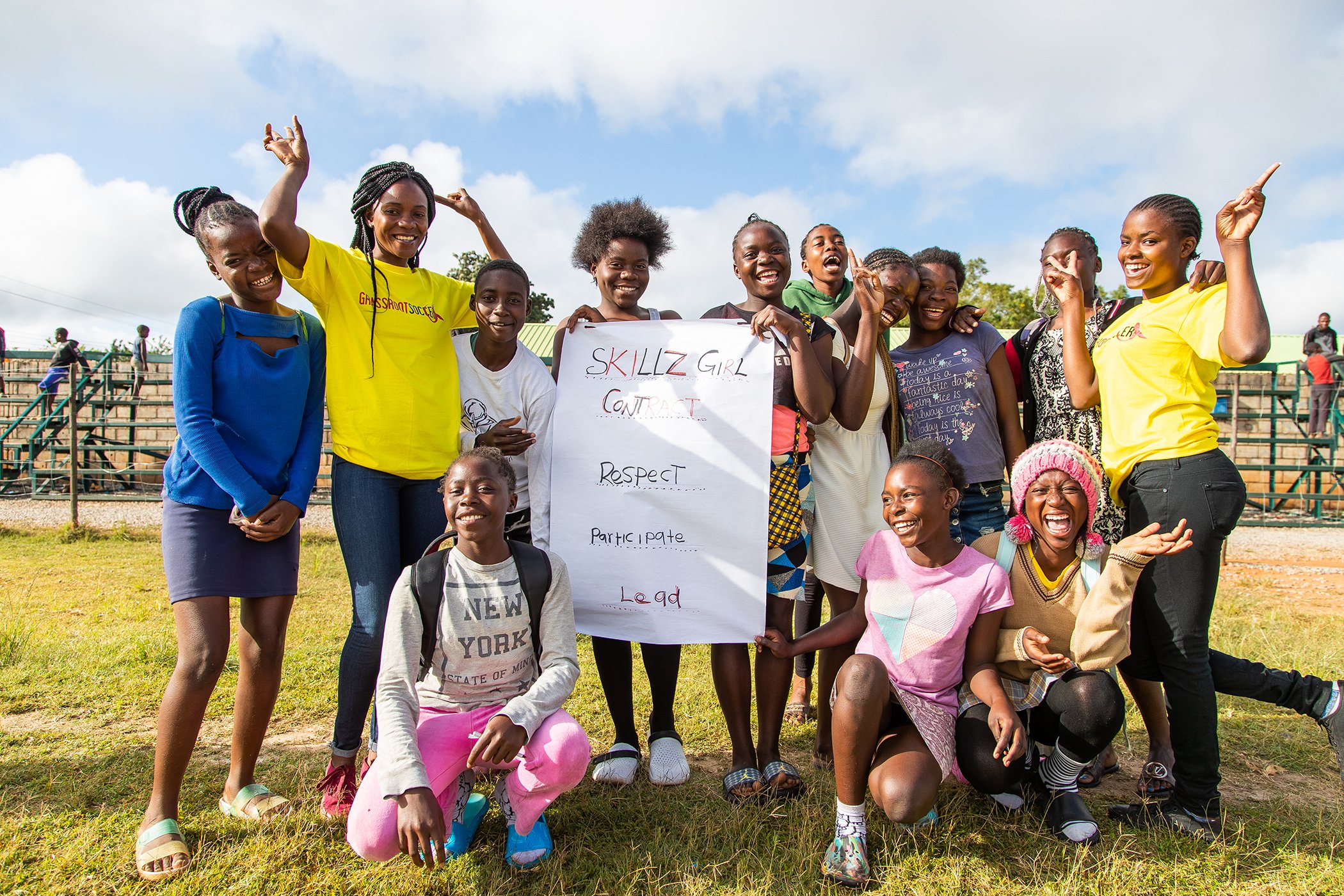 Girls at a Grassroot Soccer SKILLZ session