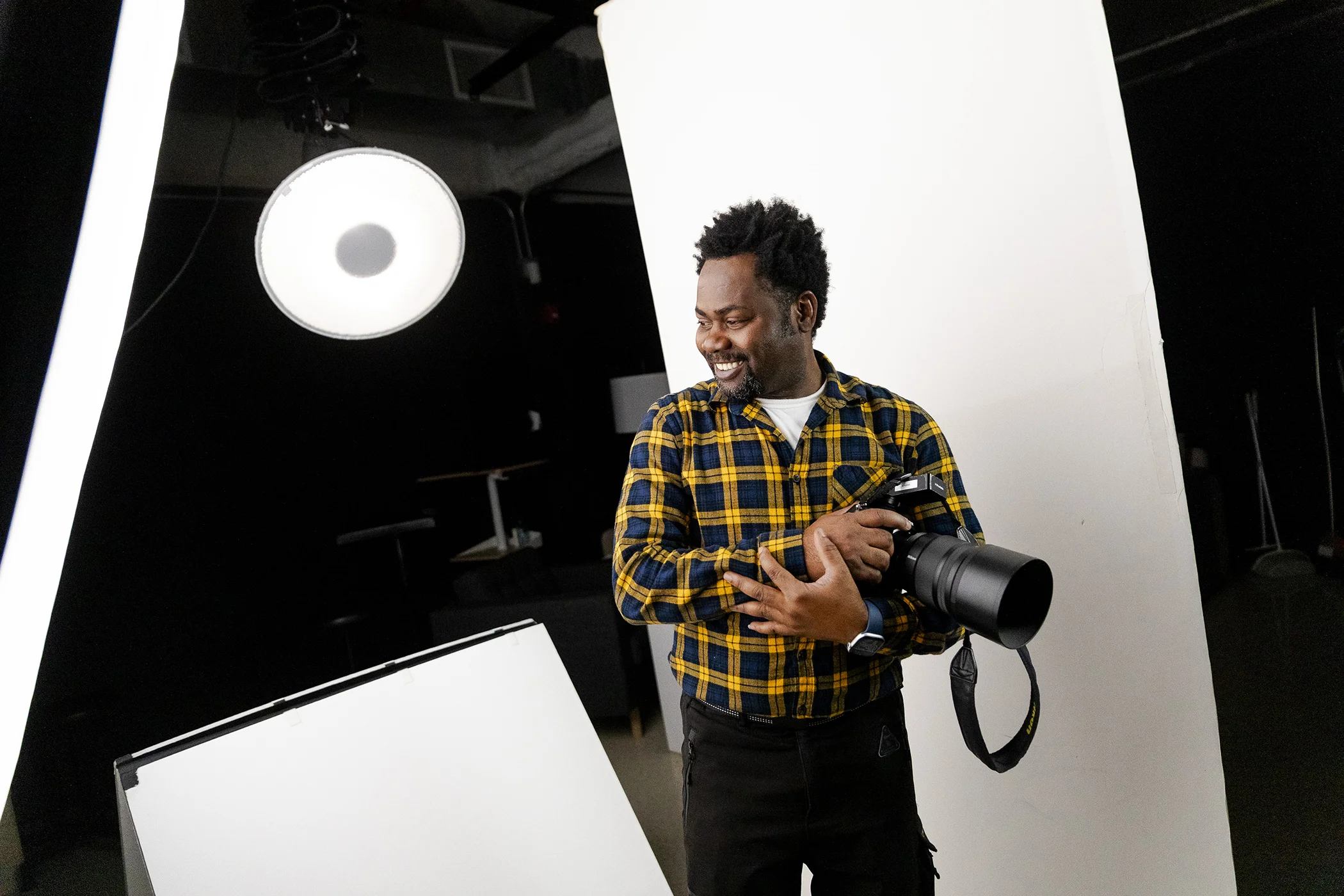 Photojournalist, Dieu-Nalio Chery, at the University of Michigan Photography studio on Dec. 12, 2025 in Ann Arbor, Mich. Chery is a renowned photographer and visual artist from Haiti, whose work focuses deeply on human rights abuses and social injustice.