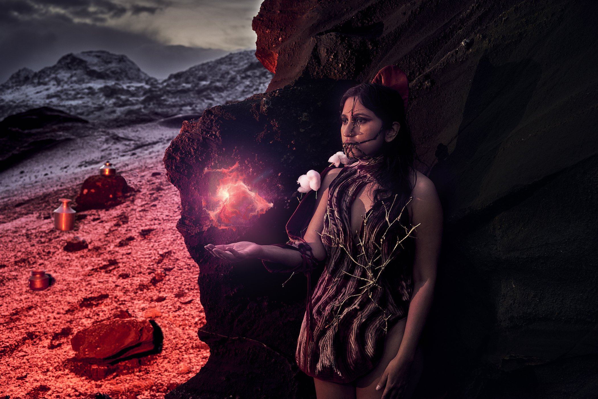 SPINNING MAGIC: This artwork points towards the greater powers of women and how, if they got the right opportunities and education, they would rule the universe.