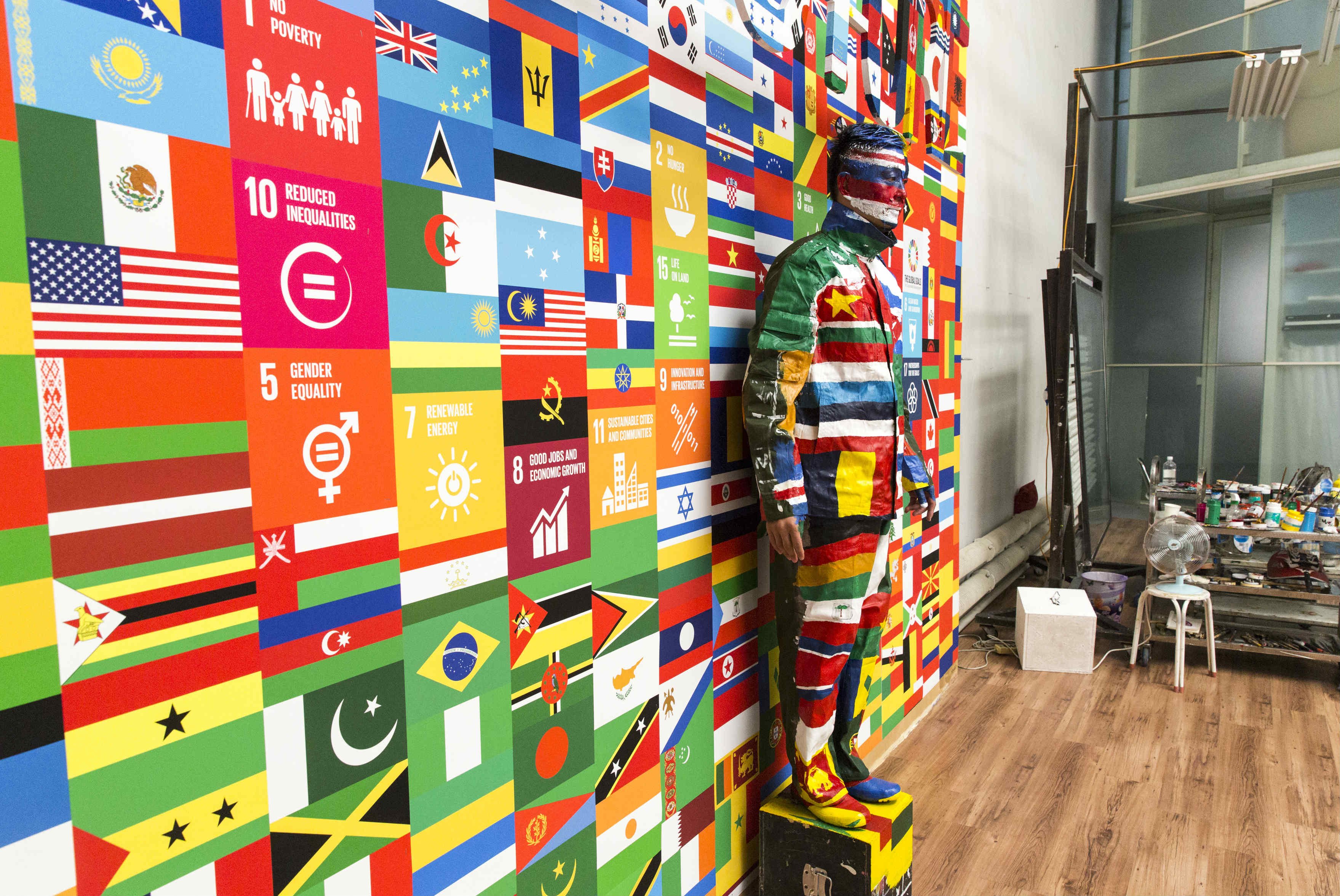Liu Bolin creates a special artwork 'The Future' to raise awareness of the UN's Global Goals to end extreme poverty and fight inequality, injustice and climate change.