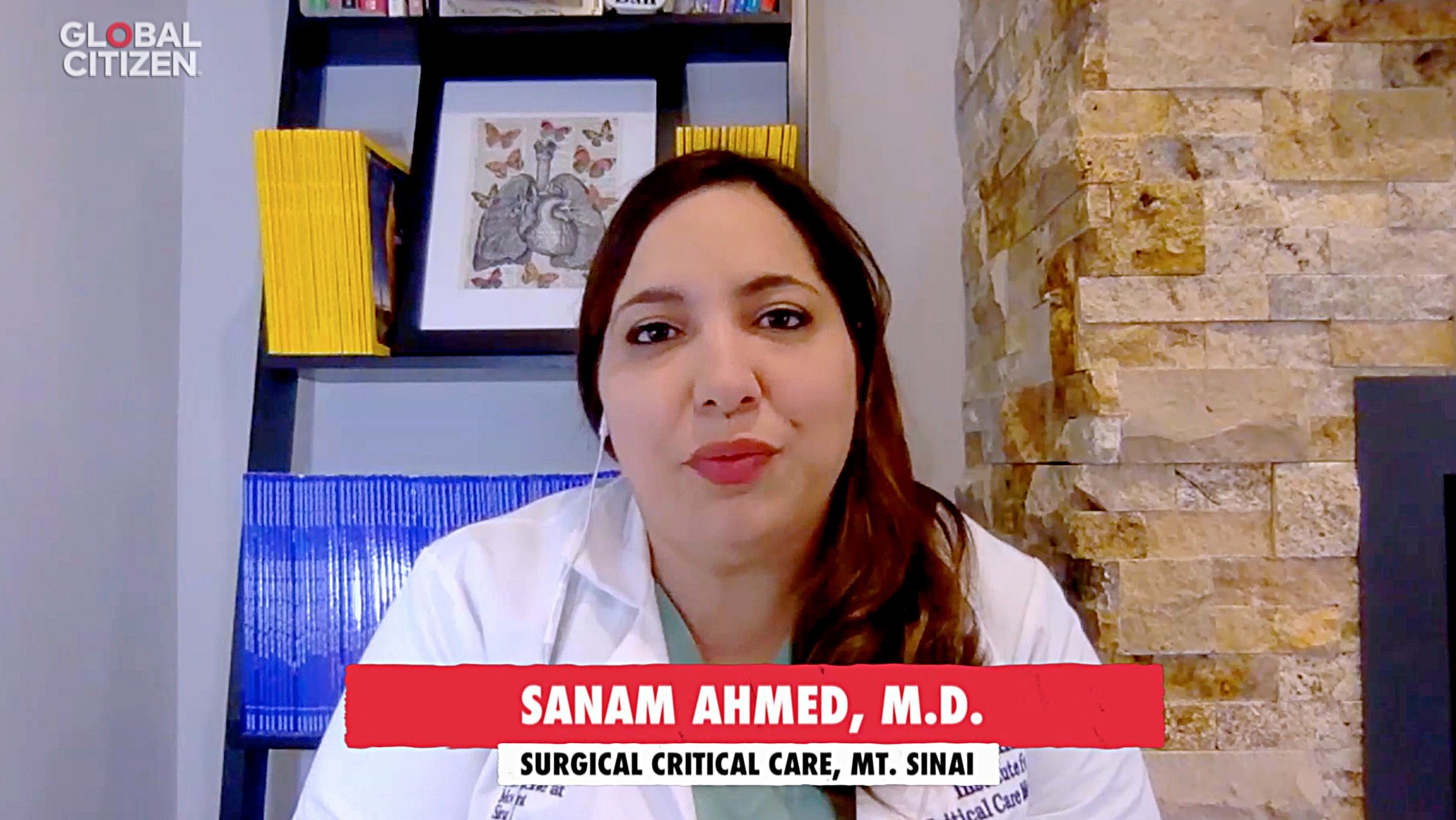 In this screengrab, Sanam Ahmed, M.D. speaks during "One World: Together At Home" presented by Global Citizen on April, 18, 2020.