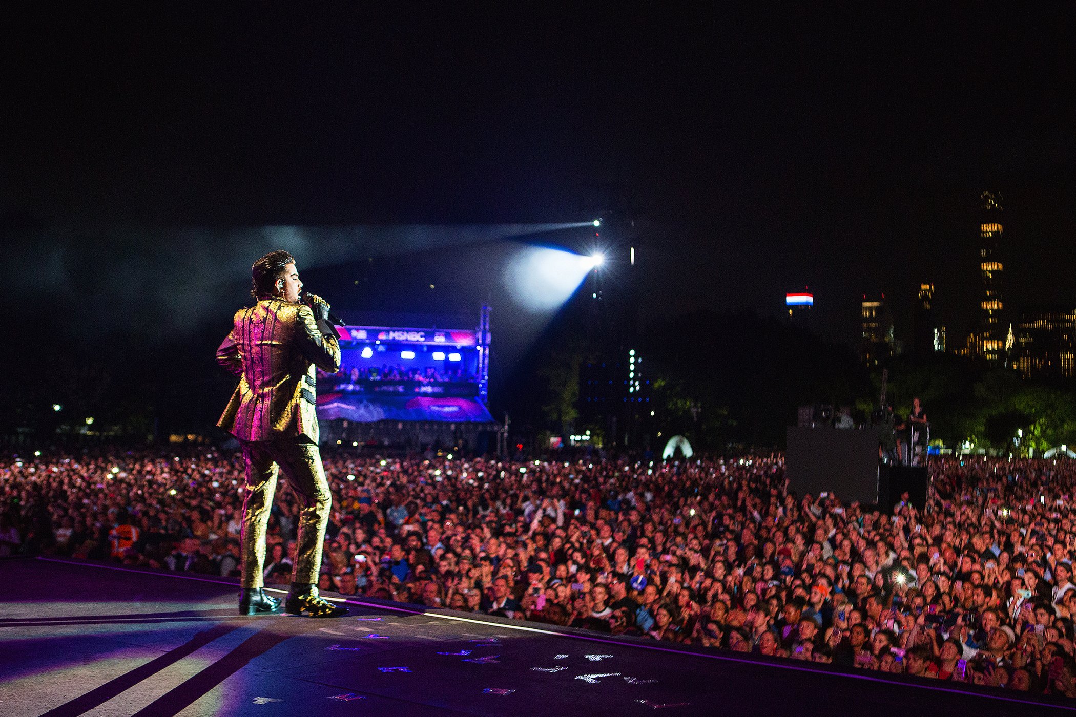 Adam Lambert performs with Queen on stage during the 2019 Global Citizen Festival in Central Park on Sept. 28, 2019, in New York City.