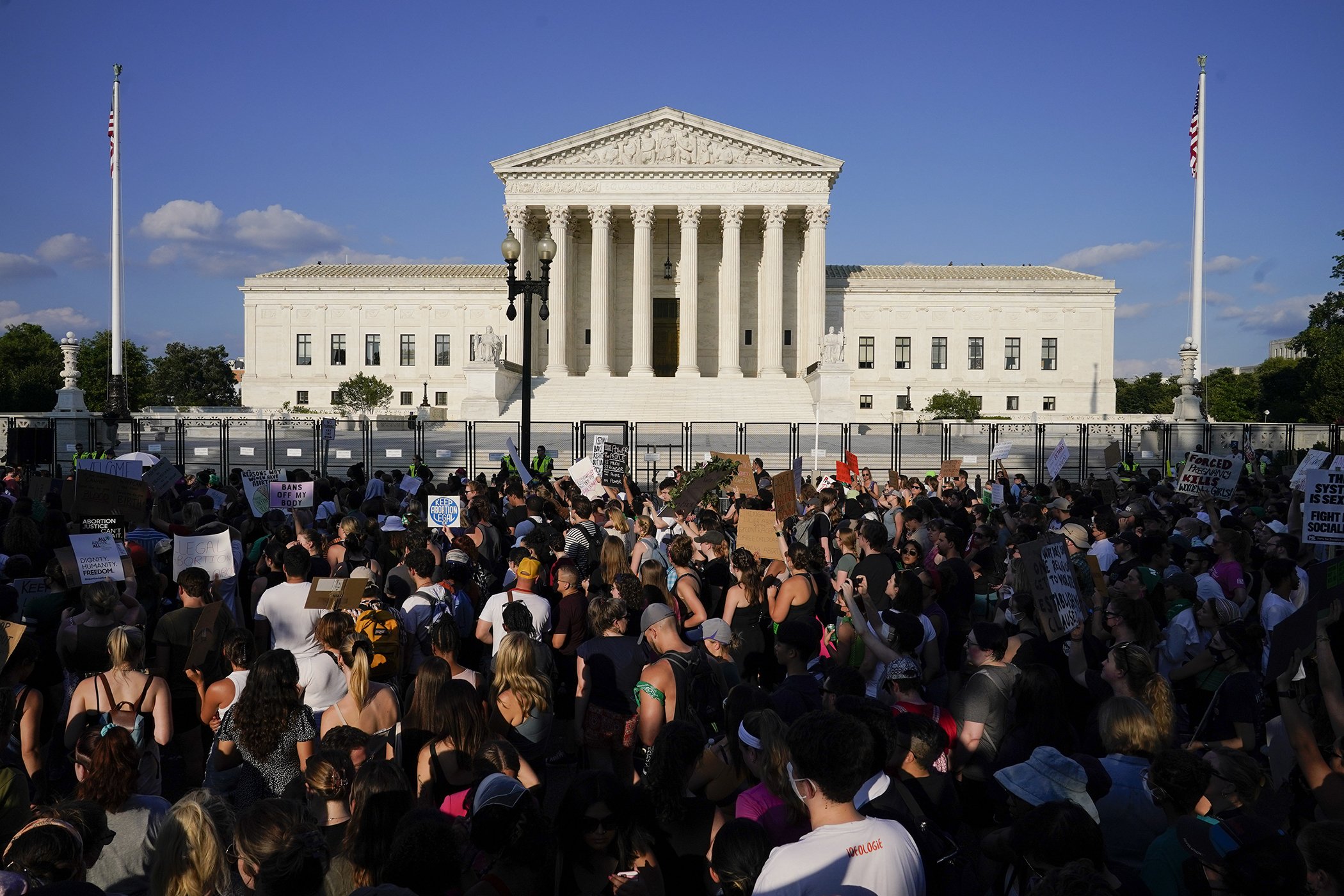 Protesters fill the street in front of the Supreme Court after the court's decision to overturn Roe v. Wade in Washington, June 24, 2022.