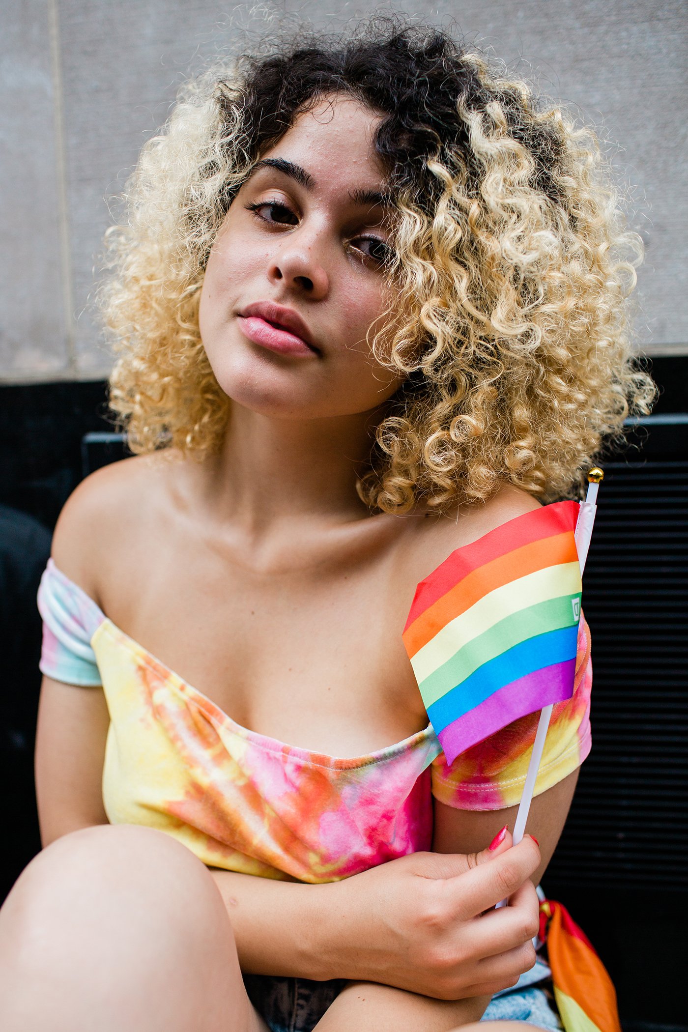 Ashlae Espinal, 17, in Brooklyn, New York, at the 2018 NYC Pride March.
