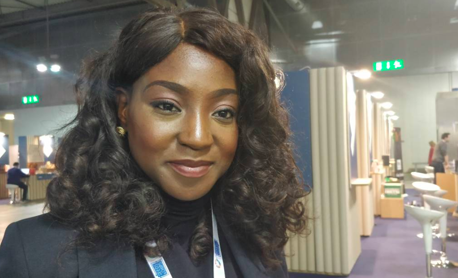 Oluwayimika Angel Adelaja-Kuye, founder of Fresh Direct Nigeria, poses for a photo at the Seeds & Chips food summit in Milan, Italy, on May 6, 2019.