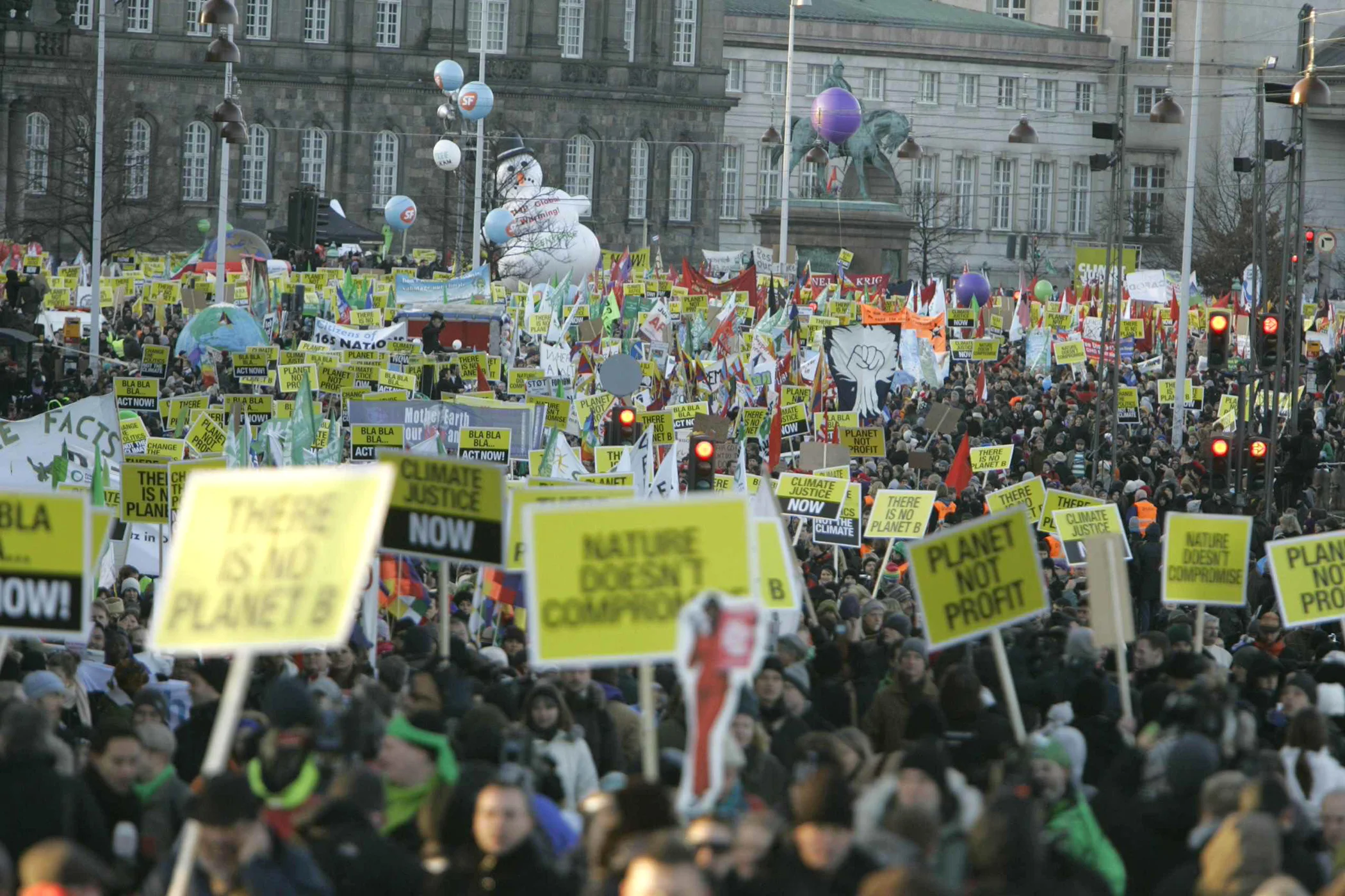 Some of thousands of people demonstrating on the the street in central Copenhagen, Denmark, Dec. 12, 2009.
