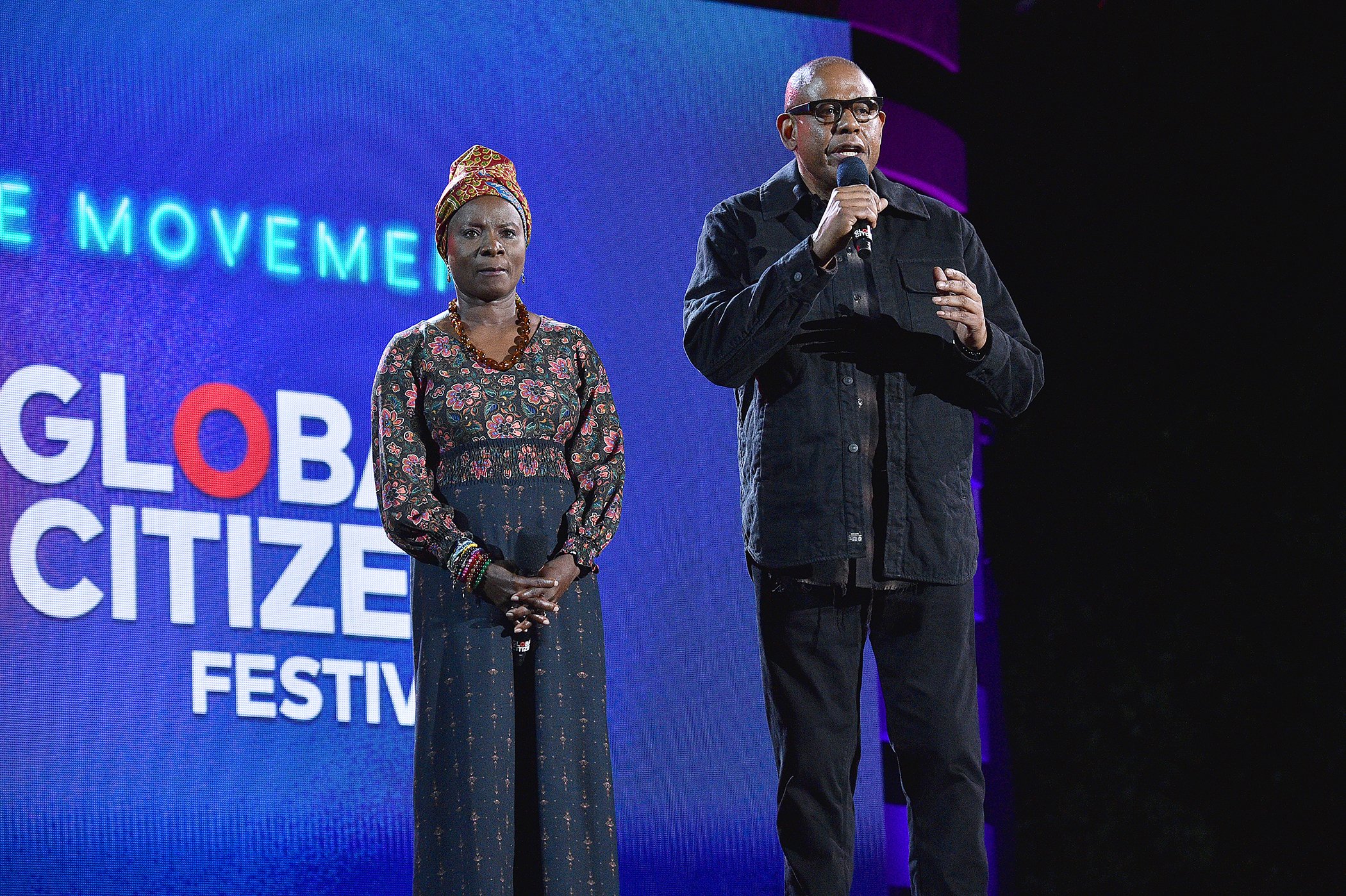 Angelique Kidjo and Forest Whitaker speak onstage during the 2019 Global Citizen Festival in Central Park on Sept. 28, 2019 in New York City.