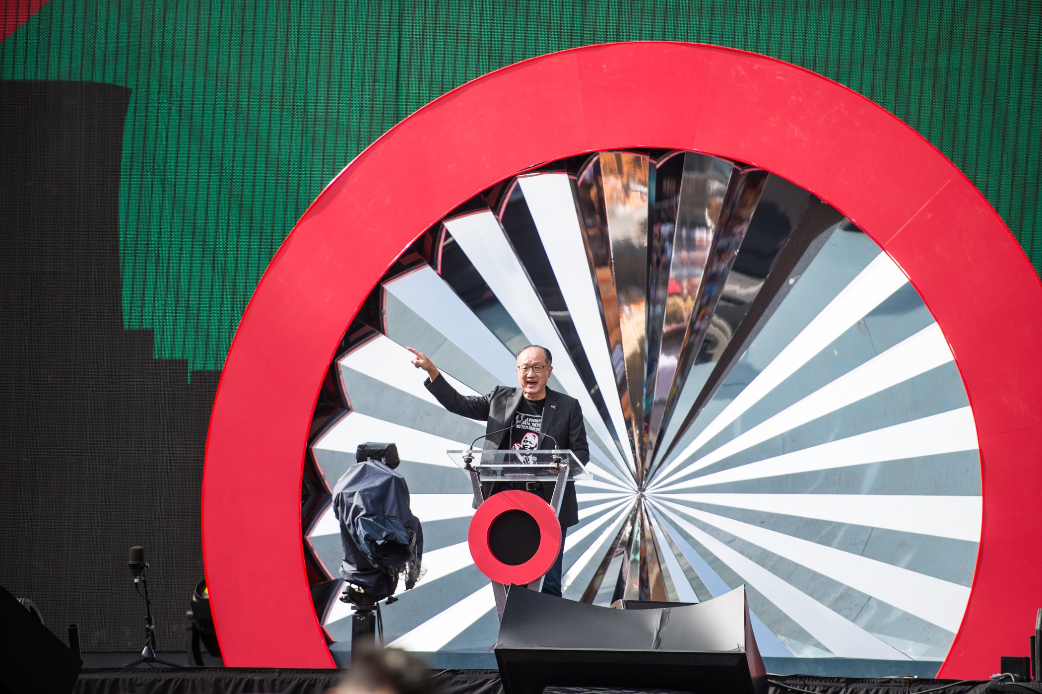 Jim Yong Kim speaks on stage during the Global Citizen Festival: Mandela 100 at FNB Stadium on Dec. 2, 2018 in Johannesburg, South Africa.