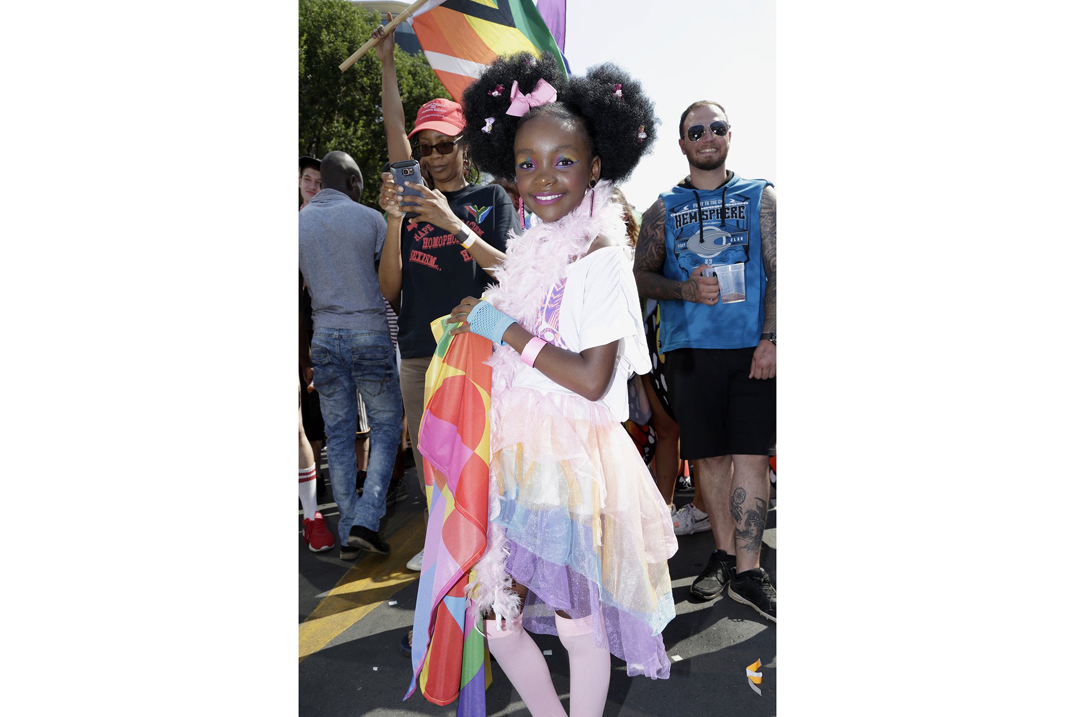 A young attendee poses at the Johannesburg Pride Parade on Oct. 26, 2019 in Johannesburg, South Africa.