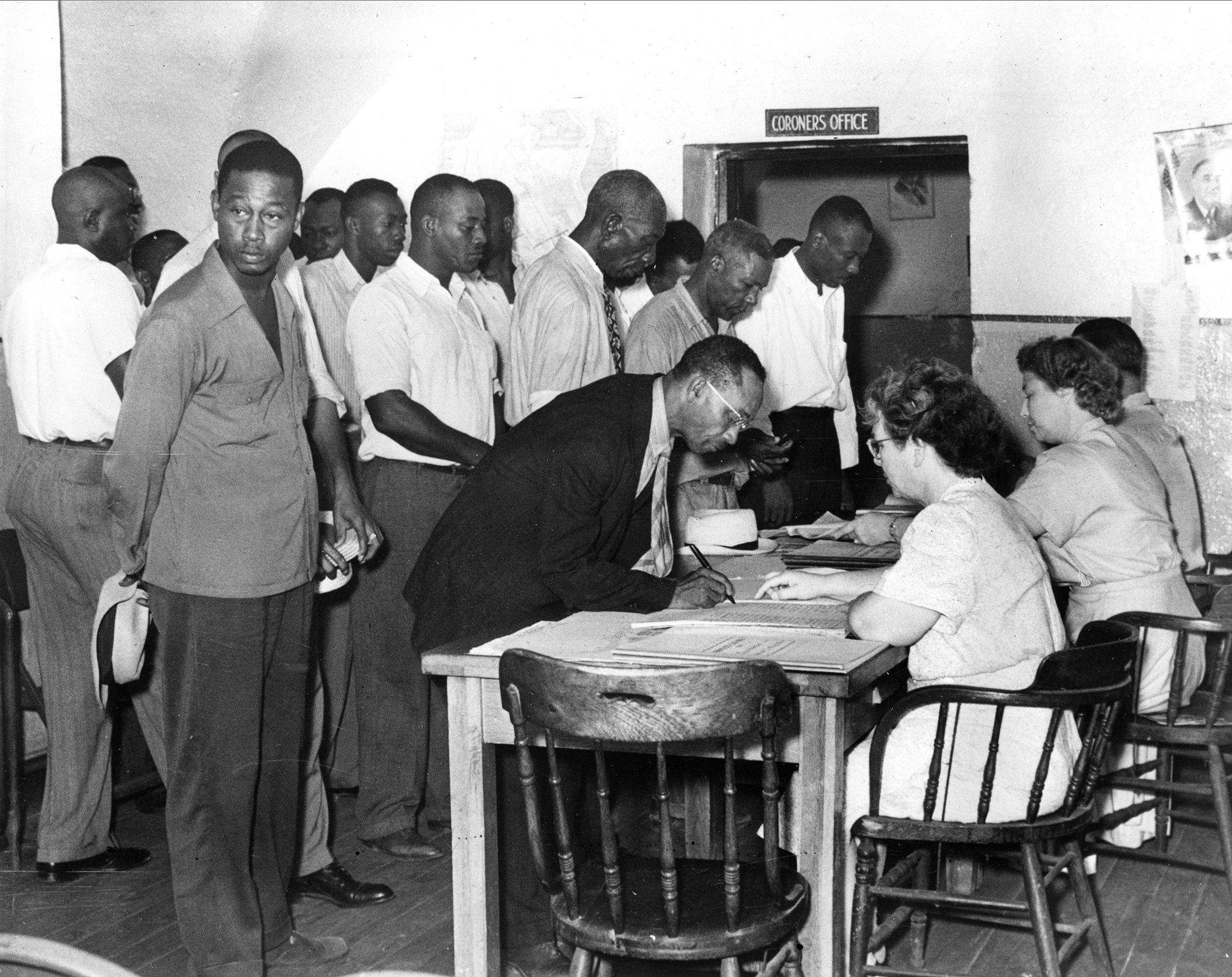 African Americans register to vote as South Carolina Democrats in Charleston, S.C., July 17, 1948.