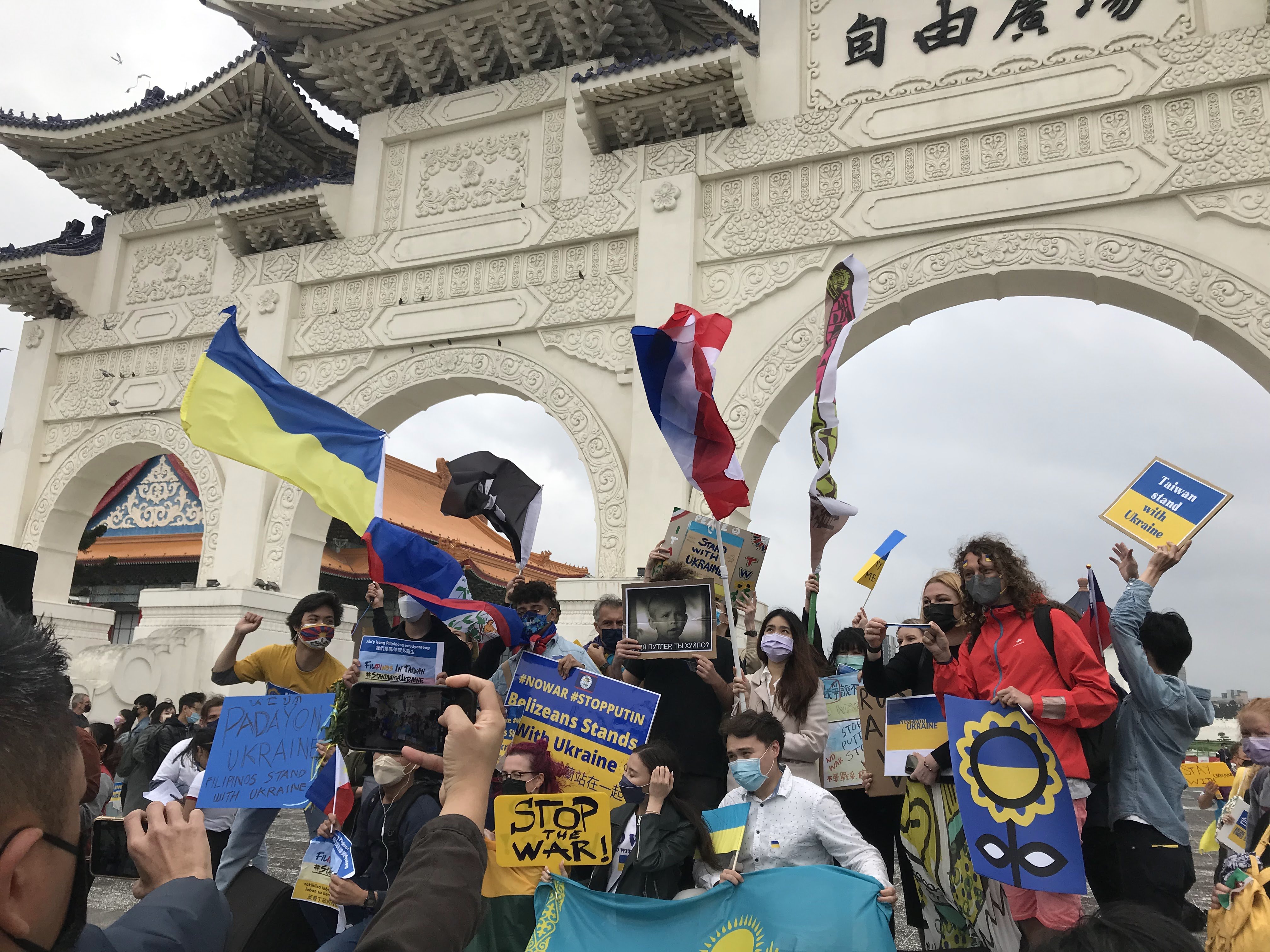 Protesters gather in Taiwan to protest against Putin's invasion of Ukraine.