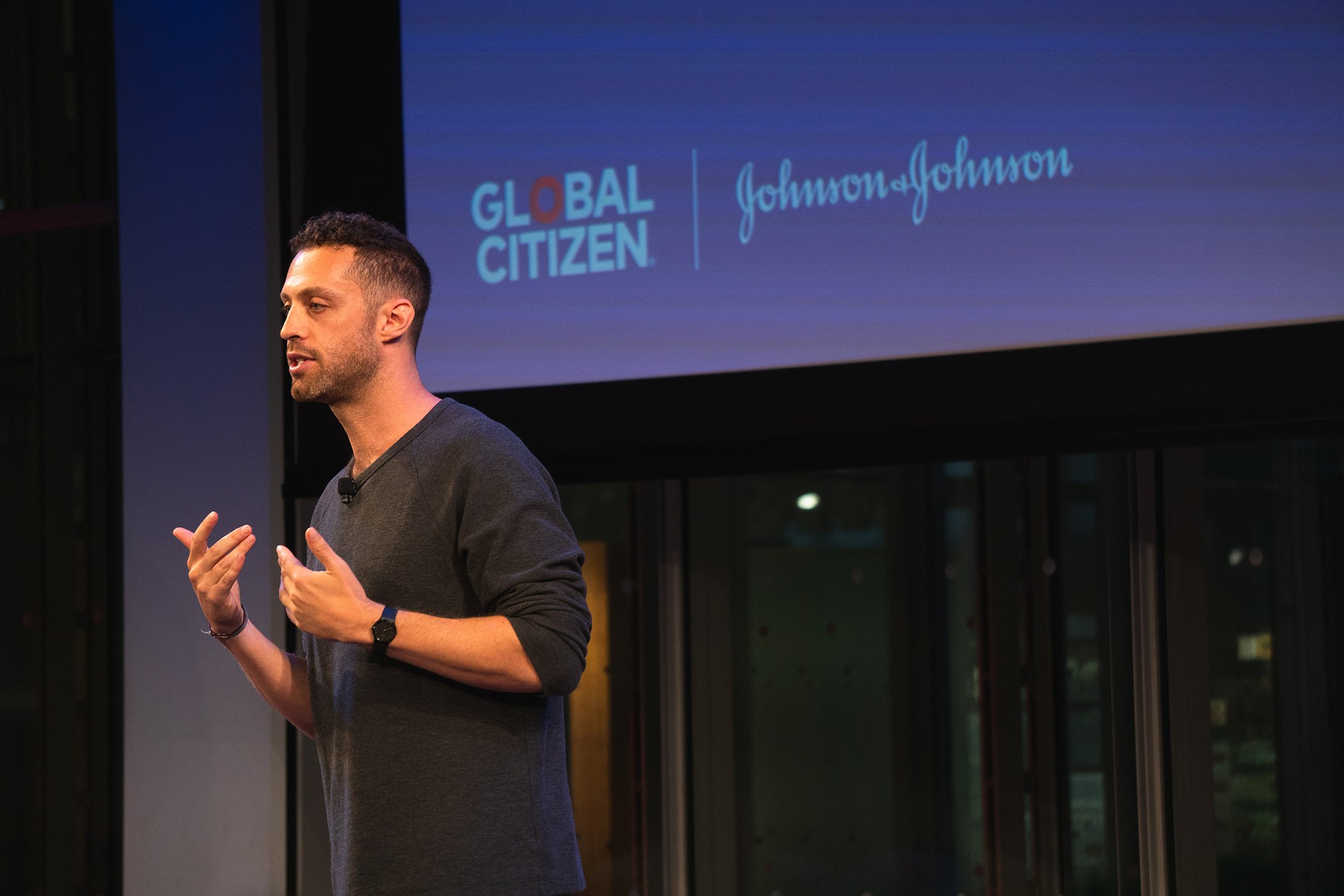 The Big Quiet & Medi Club Founder Jesse Israel speaks onstage during Global Citizen - Movement Makers at The Times Center on Sept. 25, 2018 in New York City.