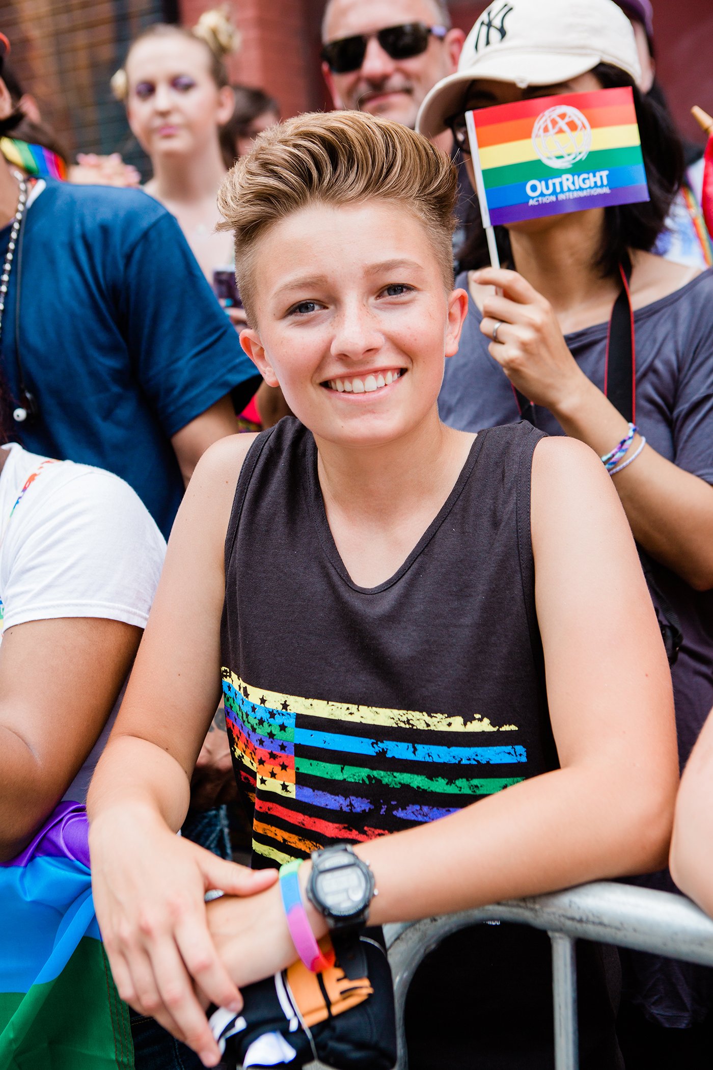 Haley Maerz, 20 from Goshen, New York, at the 2018 NYC Pride March.