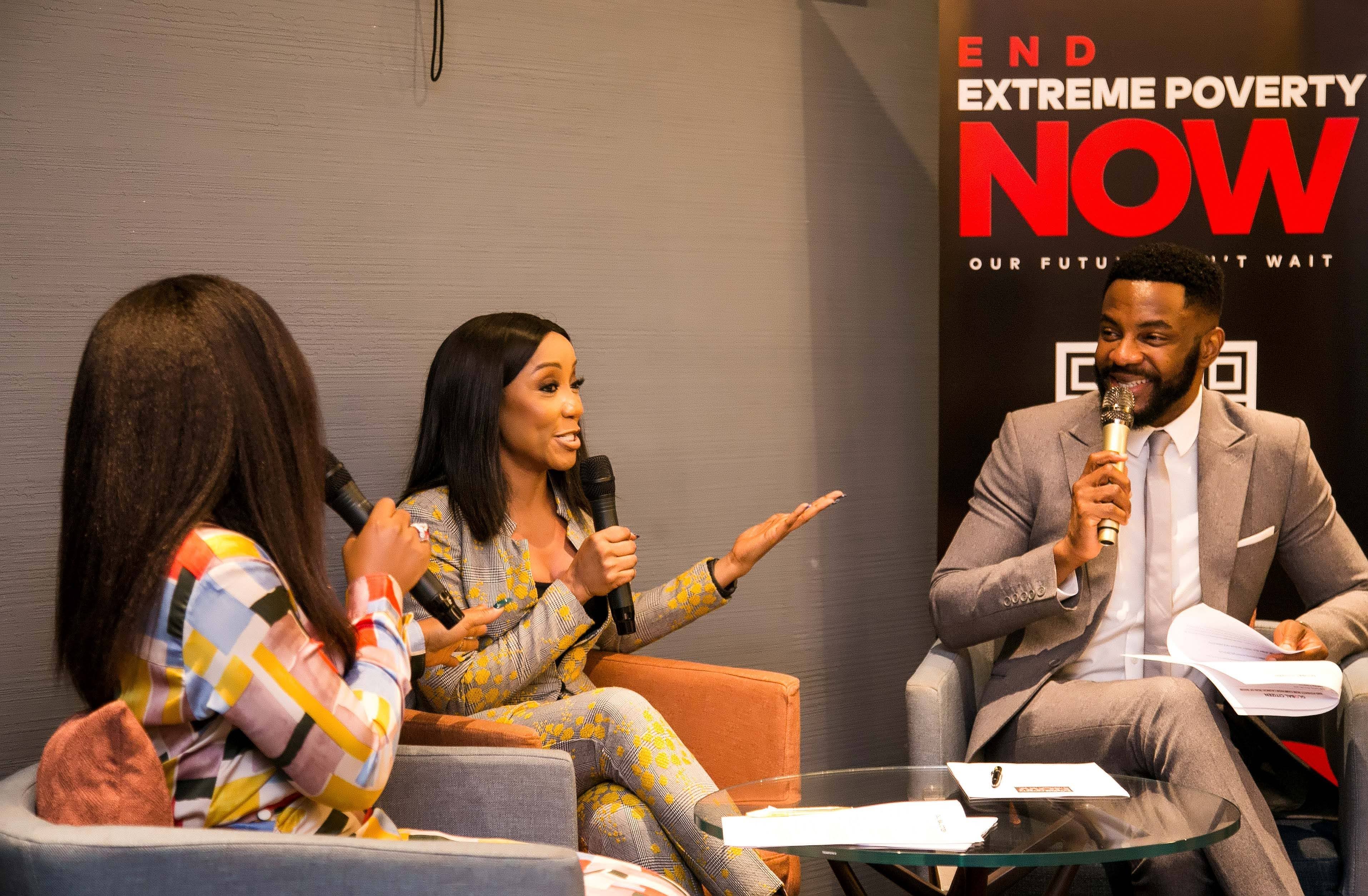Hosts Dakore Egbuson-Akande and Ebuka Obi-Uchendu in conversation with Nigeria Country Director, Maimuna Maibe