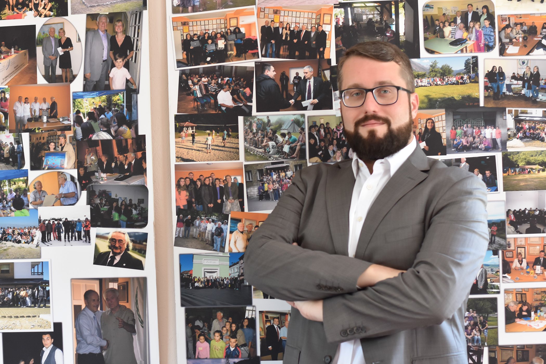 Sanjin Hamidicevic poses for a photograph at the offices of the Association Education Builds Bosnia and Herzegovina - Jovan Divjak.