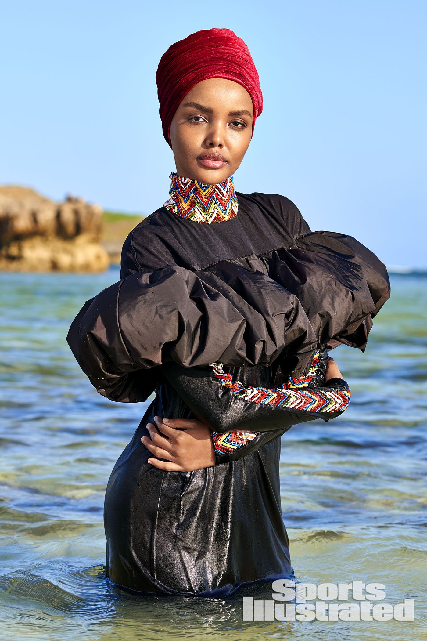 Halima Aden is pictured for the Sports Illustrated Swimsuit Issue, which hits stands May 8.
