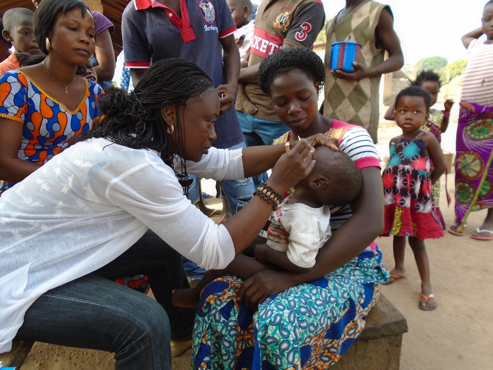 A child receiving Tetracycline in the MANKONO Health district in Cote d'Ivoire.