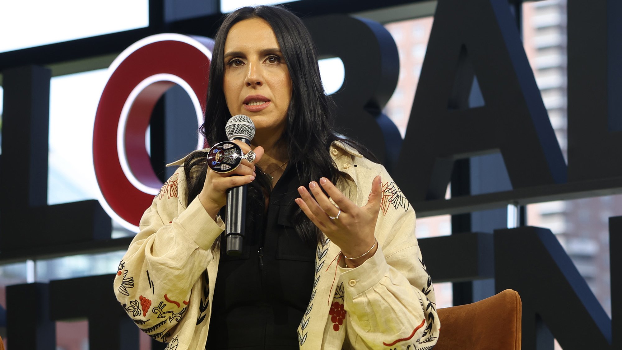 Ukrainian artist and activist Jamala speaks during Global Citizen NOW at Spring Studios in New York City on May 23, 2022.