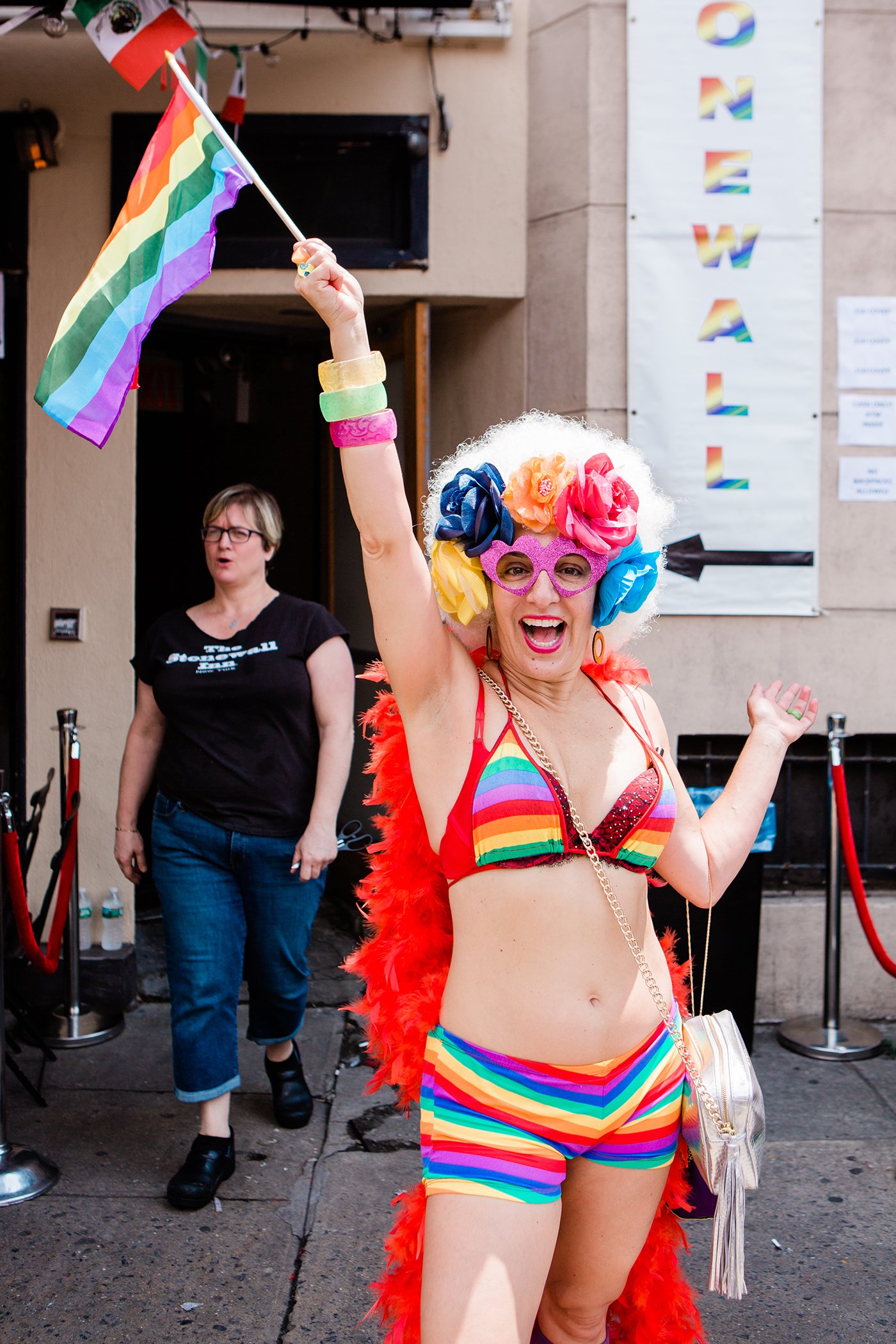 Lavinia Draper, 62, from New York, New York, at the 2018 NYC Pride March.