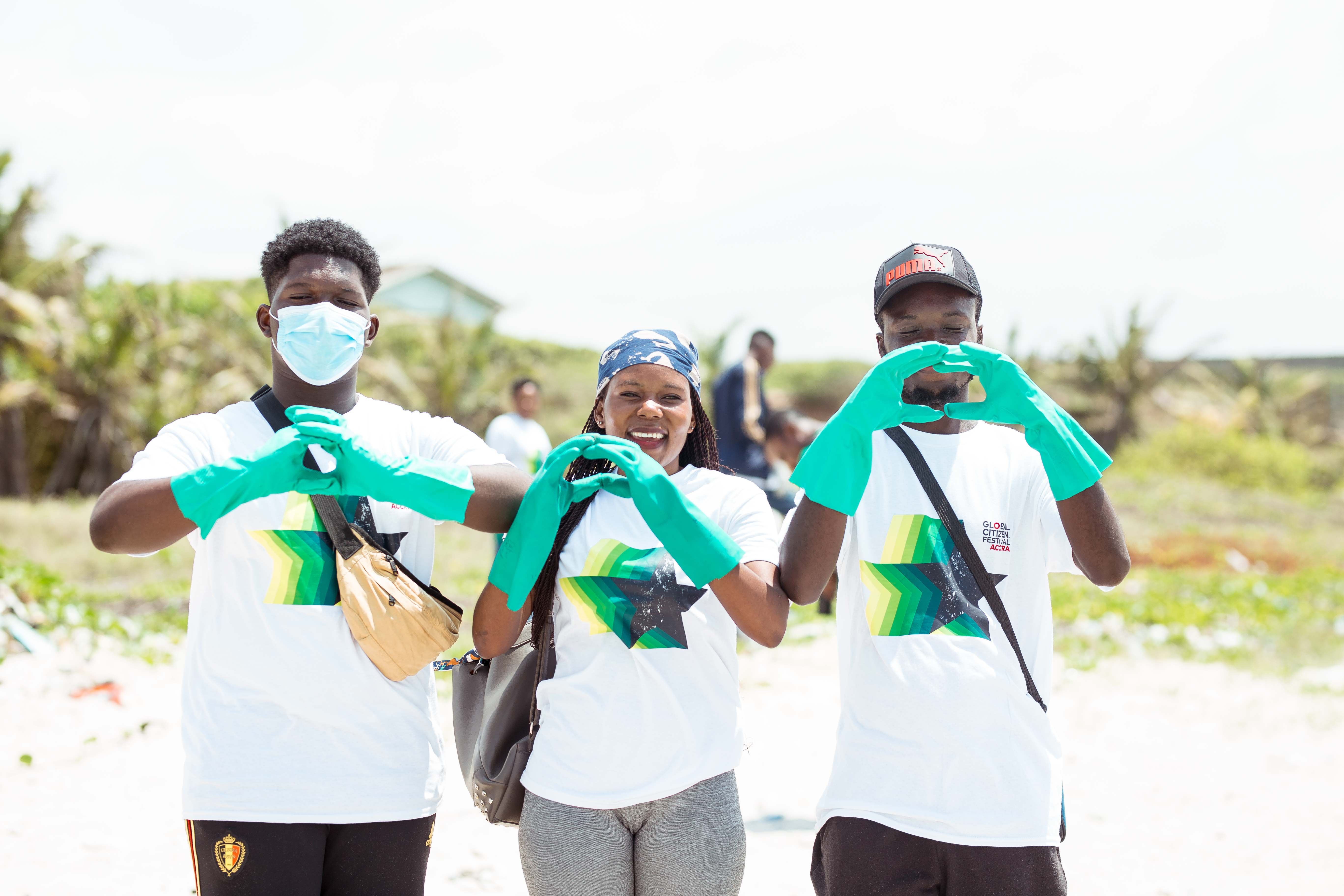 A group of young Ghanaians taking action at the turtle beach
