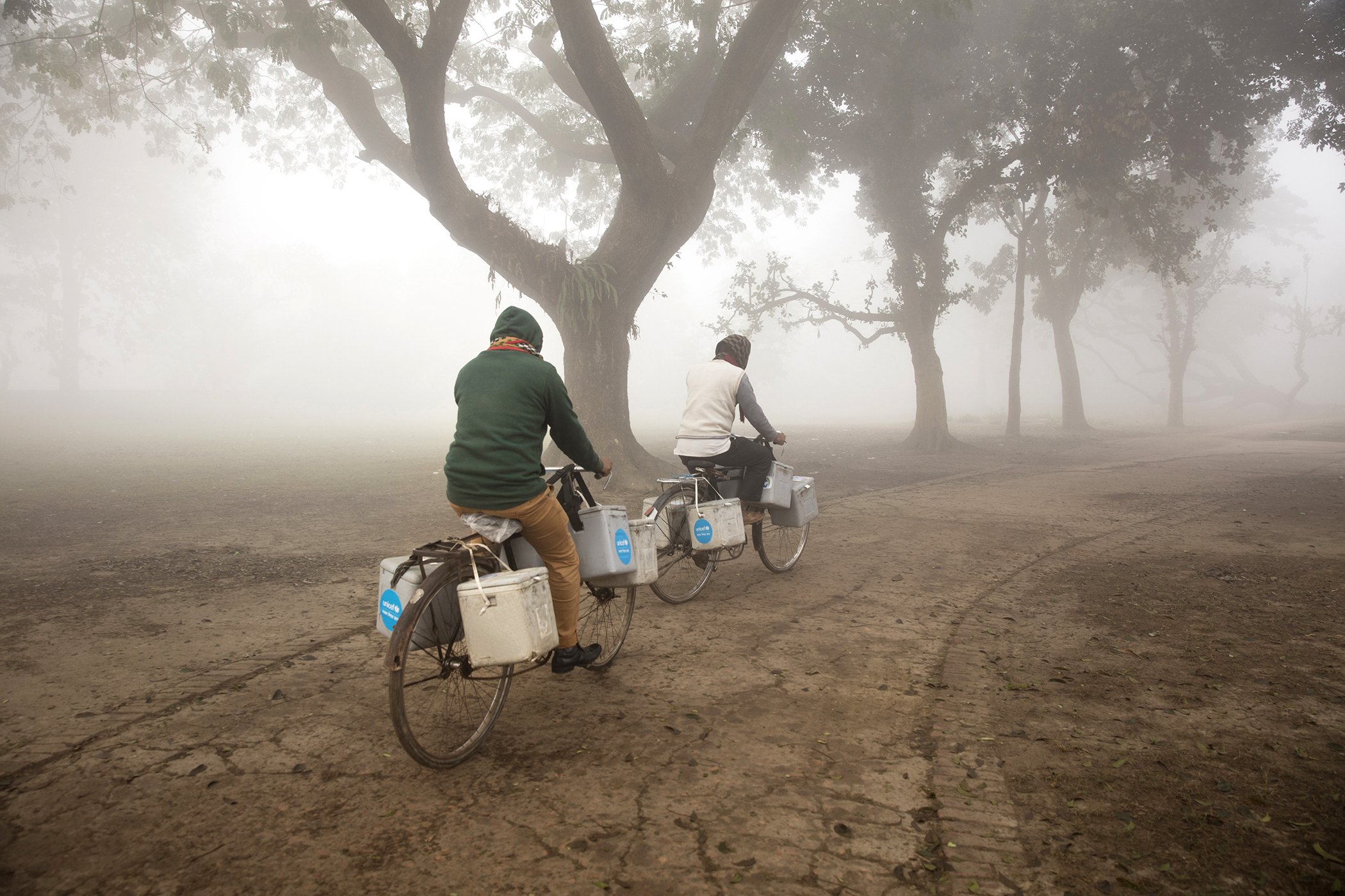 Vaccines are transported early in the morning in Mymensingh, Bangladesh on Jan. 25, 2021.