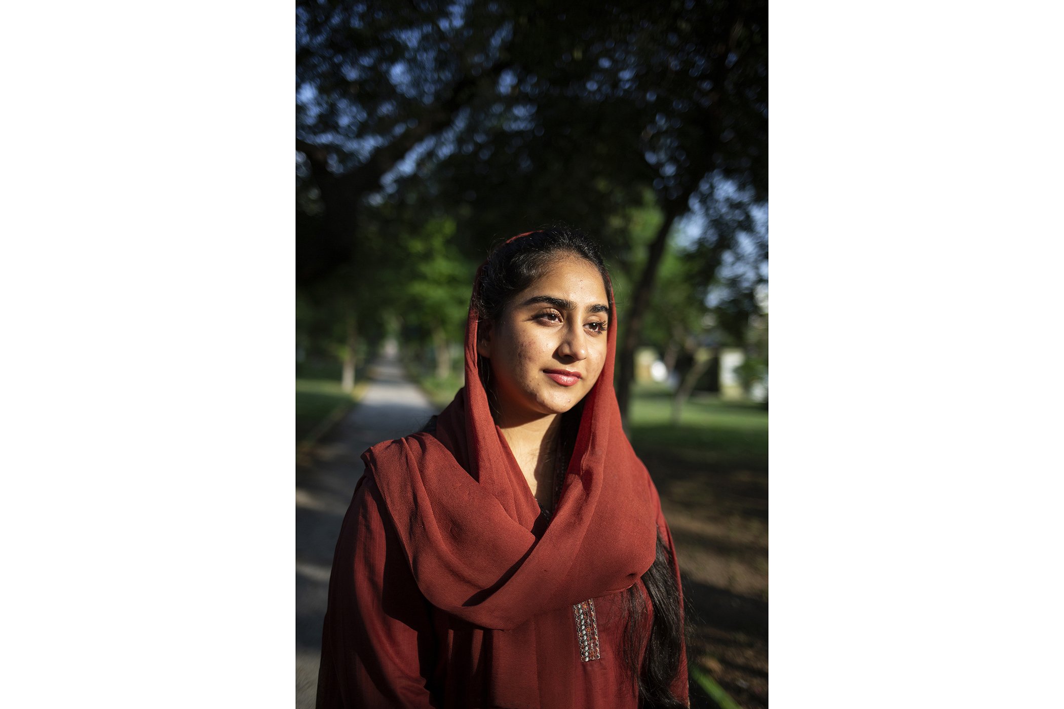 Zainab Waheed poses for a portrait in Kachnar Park on June 27, 2023 in Islamabad, Pakistan.