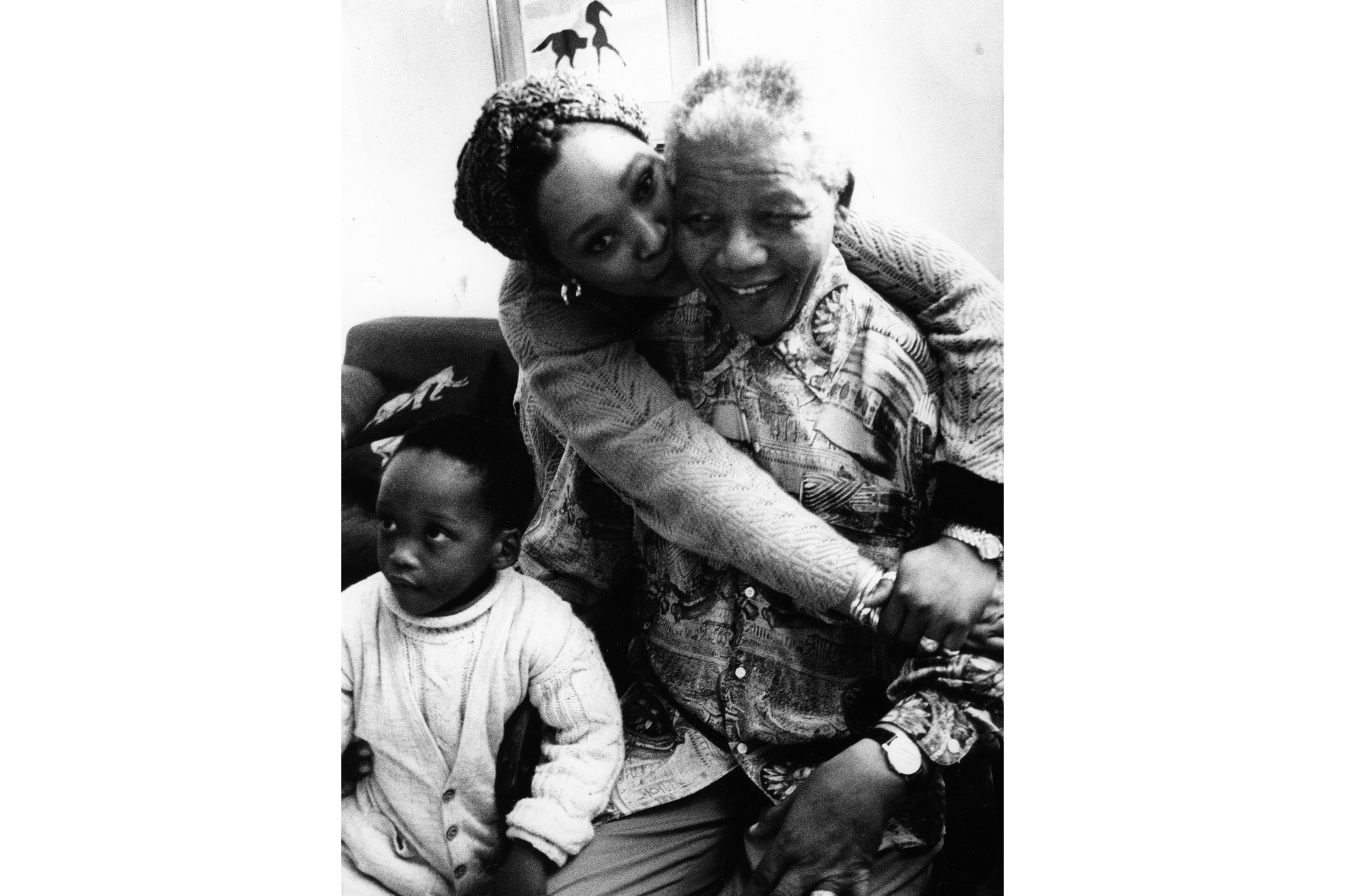 Nelson Mandela with daughter Zindzi Mandela Hlongwane at his birthday party in Johannesburg, South Africa in 1995.